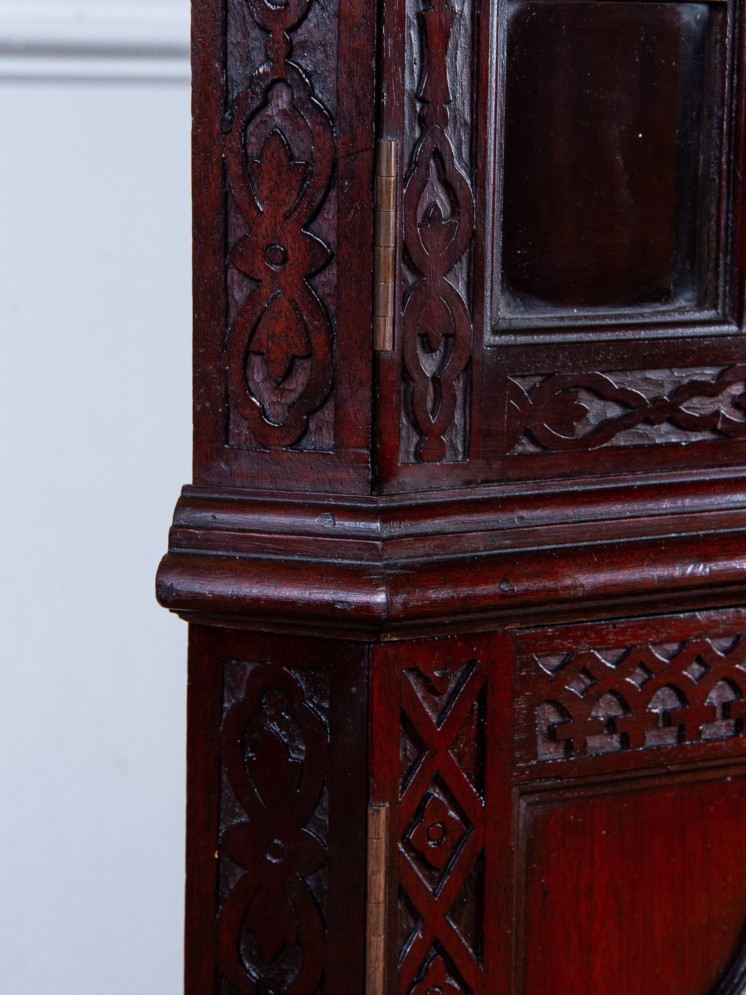 19th Century Chinese Chippendale Mahogany Corner China Cabinet