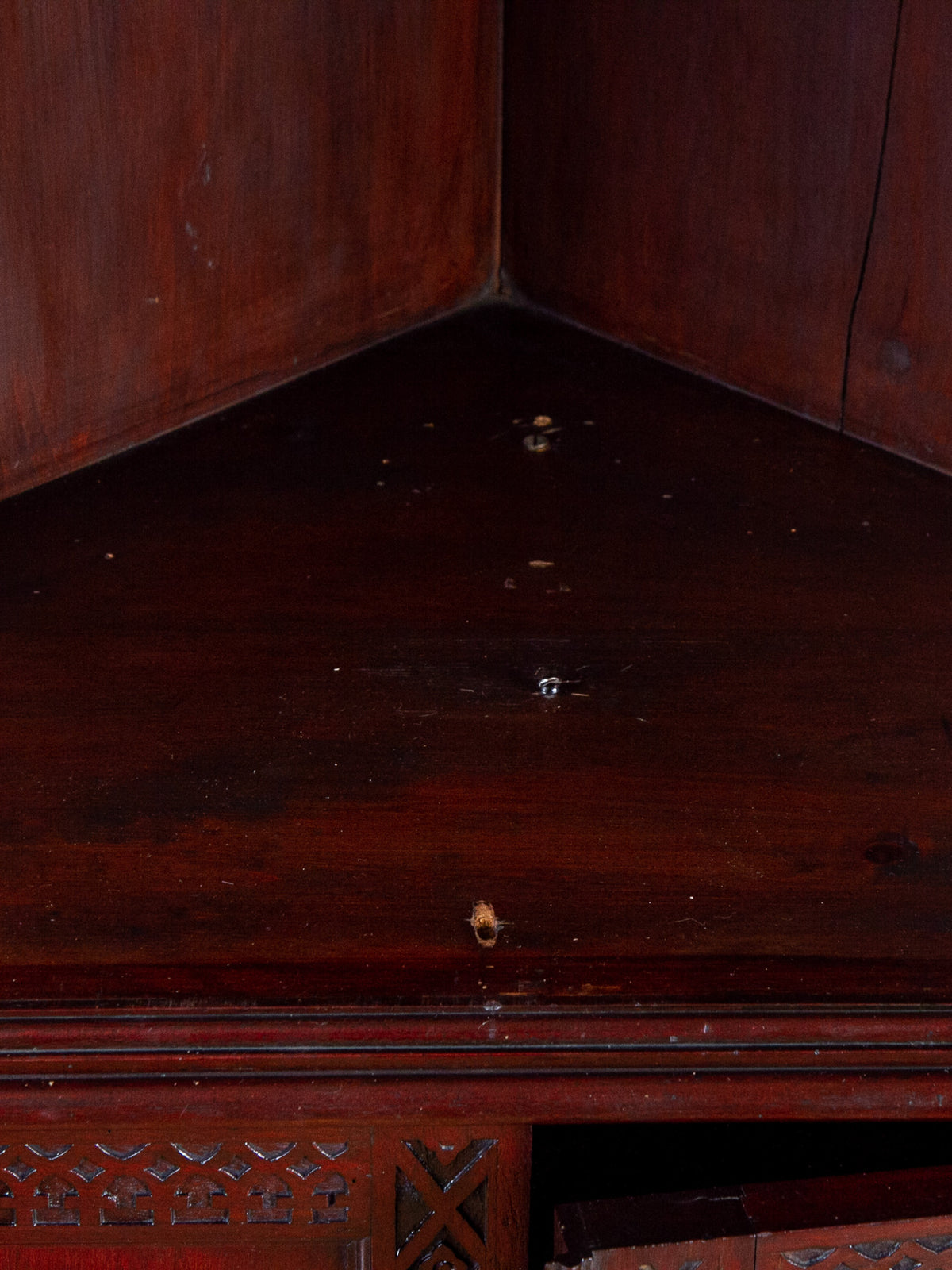 19th Century Chinese Chippendale Mahogany Corner China Cabinet