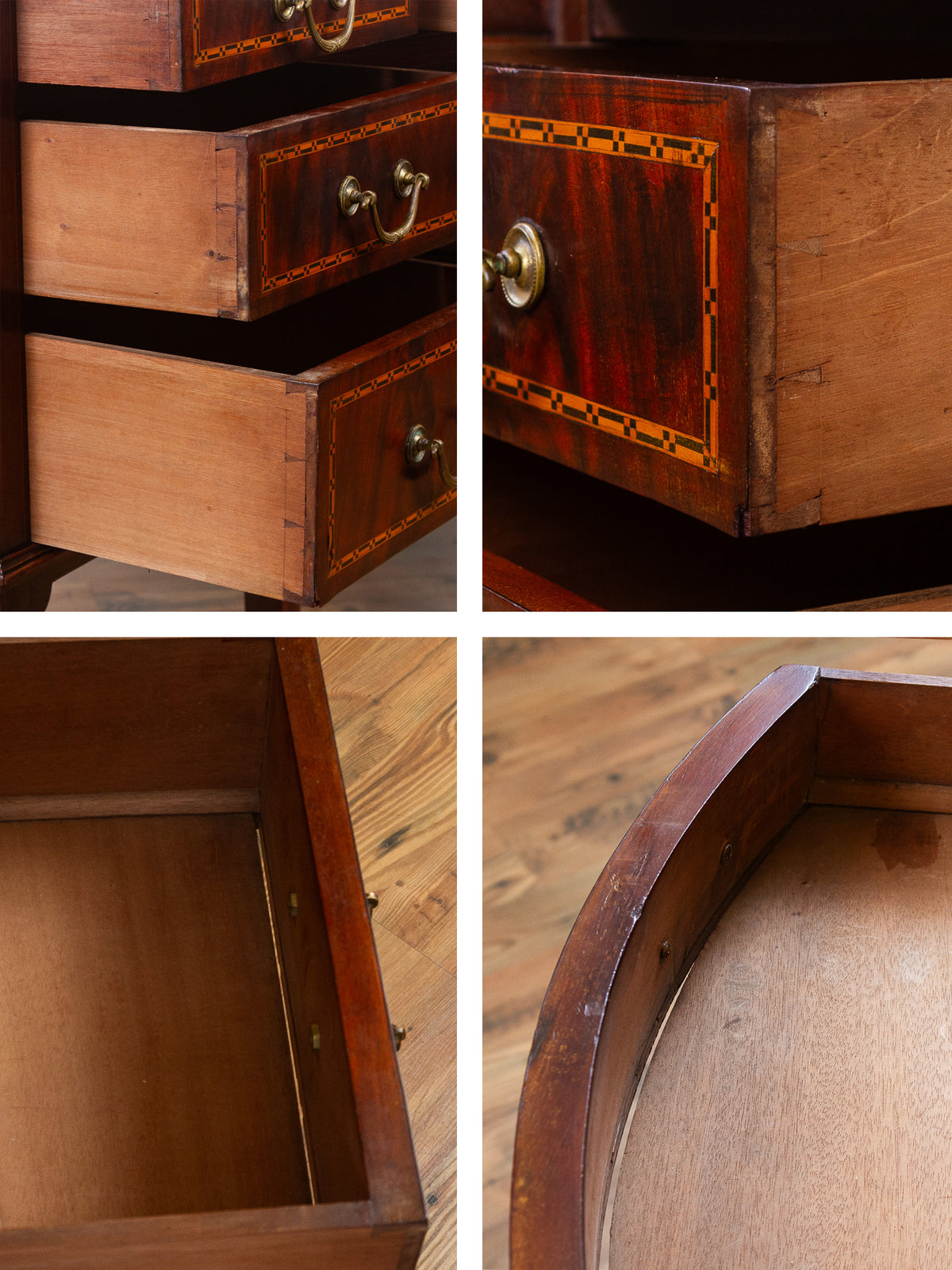 Antique English Edwardian Inlaid Flame Mahogany Dresser or Server.