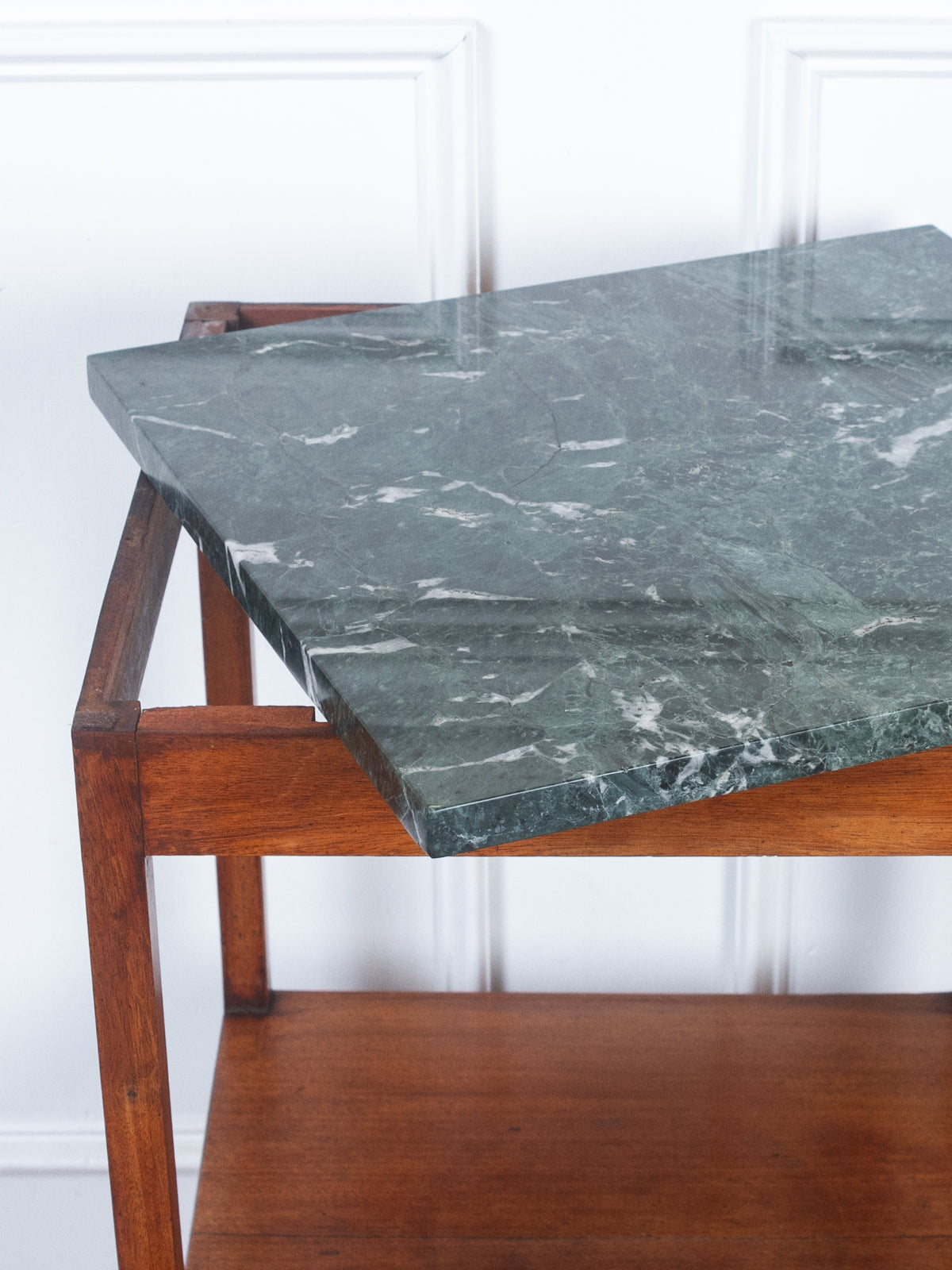 Antique English Mahogany Green Marble Top Side Table, c.1830