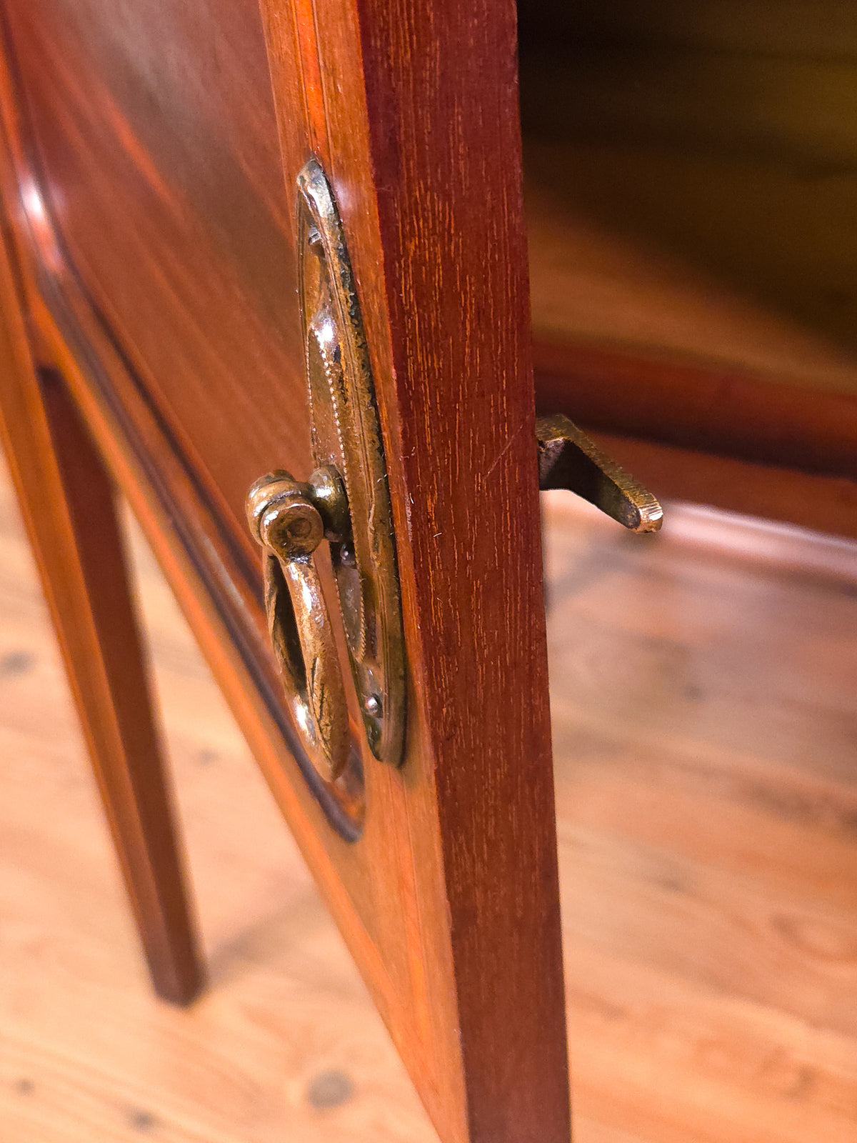Antique English Inlaid Mahogany, Marble Top and Back, Washstand c.1900