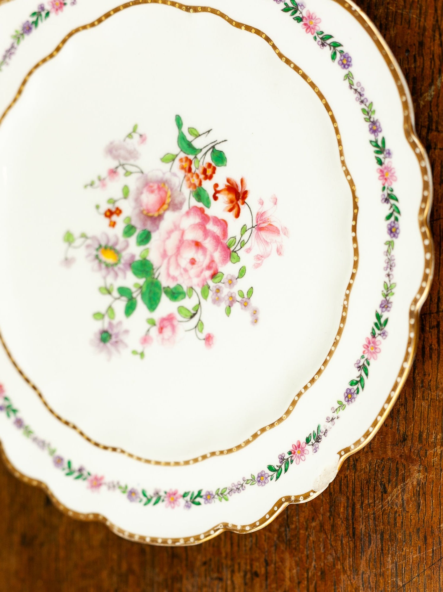Antique Maple & Co. Hand-Painted Floral Porcelain Plate