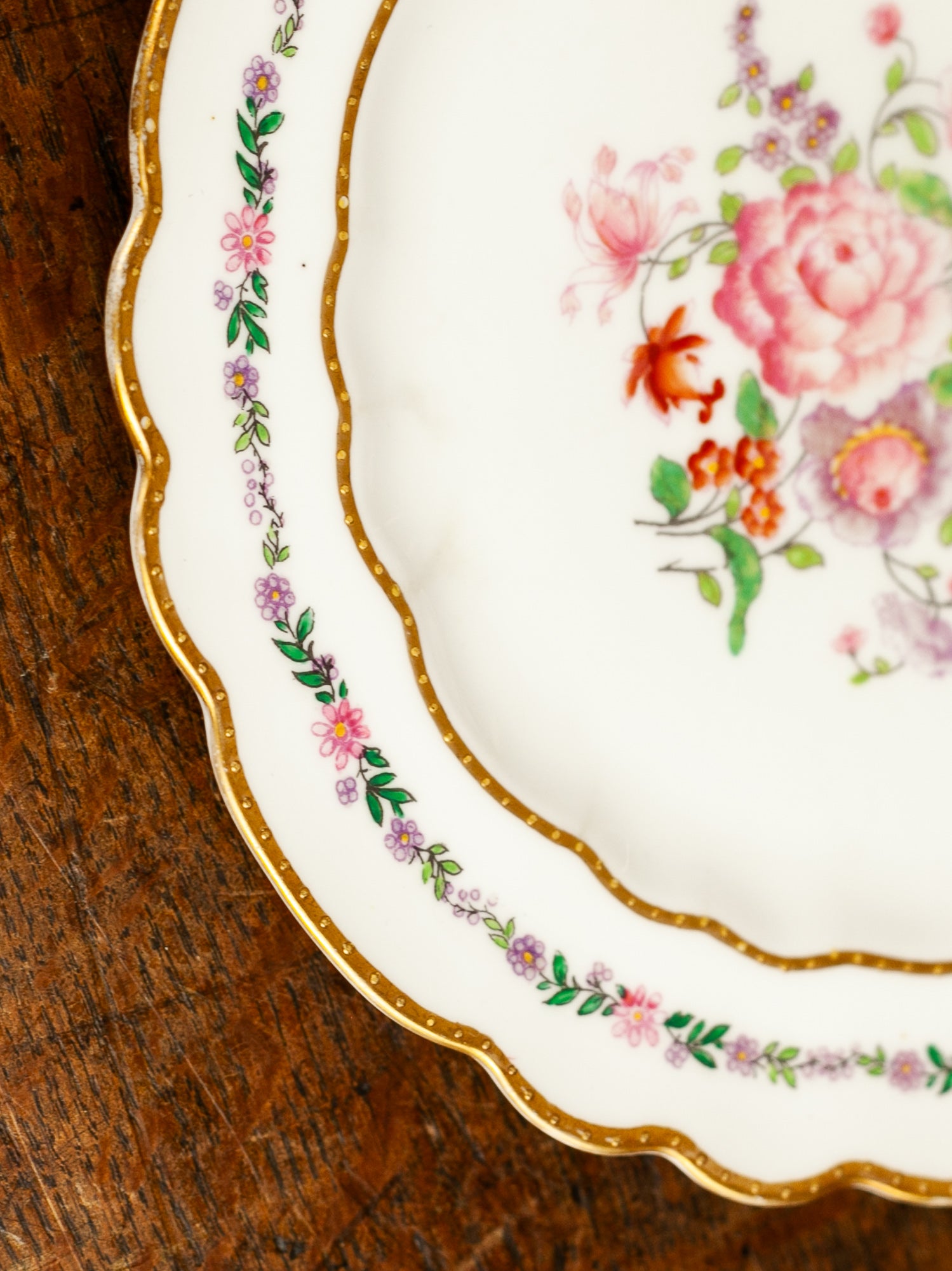Antique Maple & Co. Hand-Painted Floral Porcelain Plate