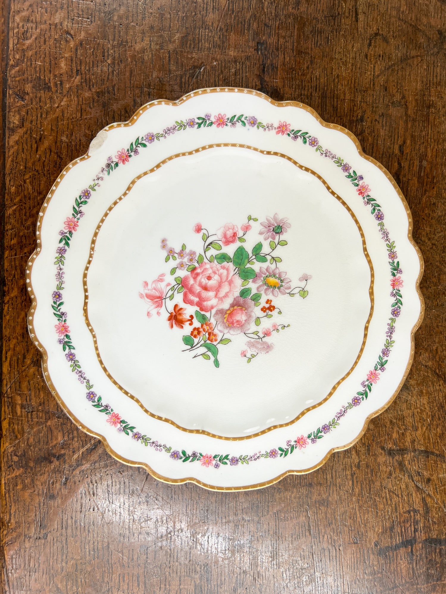 Antique Maple & Co. Hand-Painted Floral Porcelain Plate