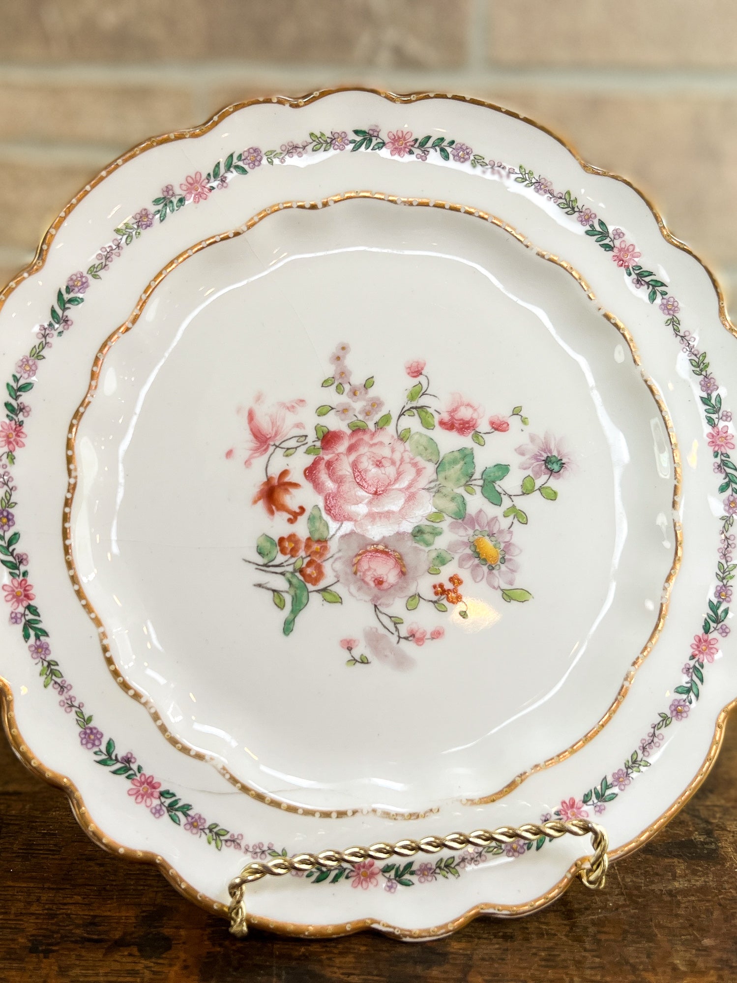 Antique Maple & Co. Hand-Painted Floral Porcelain Plate