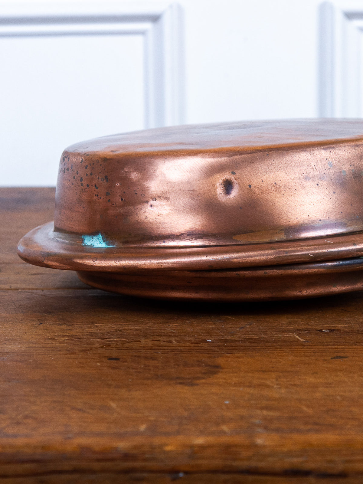 Antique Copper Bed Warmer with Brass Fittings & Long Turned Wooden Handle