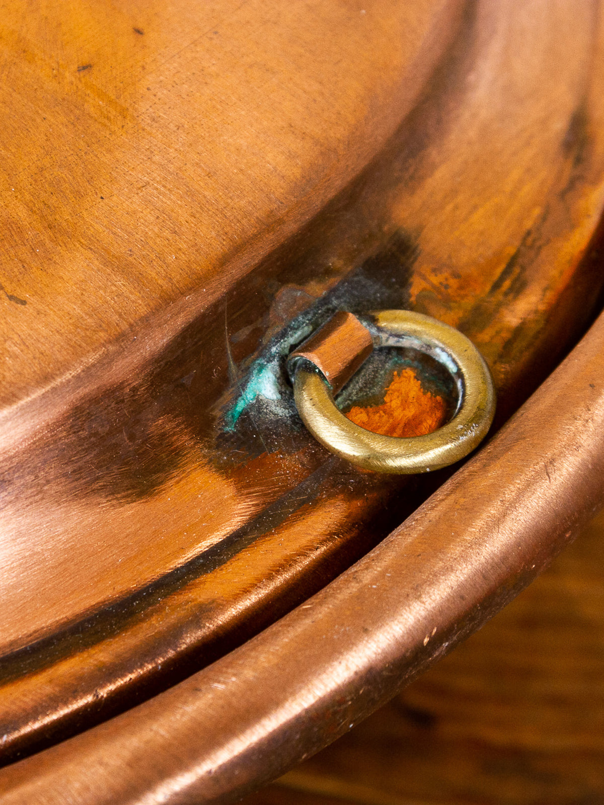 Antique Copper Bed Warmer with Brass Fittings & Long Turned Wooden Handle