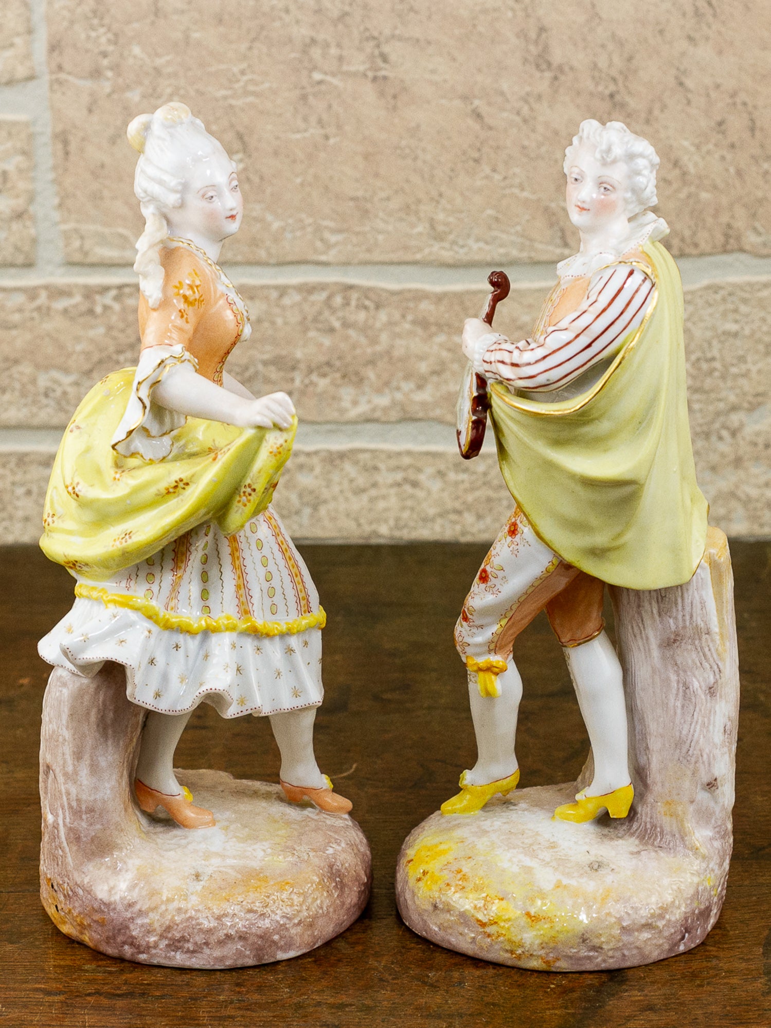 Antique Pair of 19th Century Hand Painted Continental Porcelain Figurines