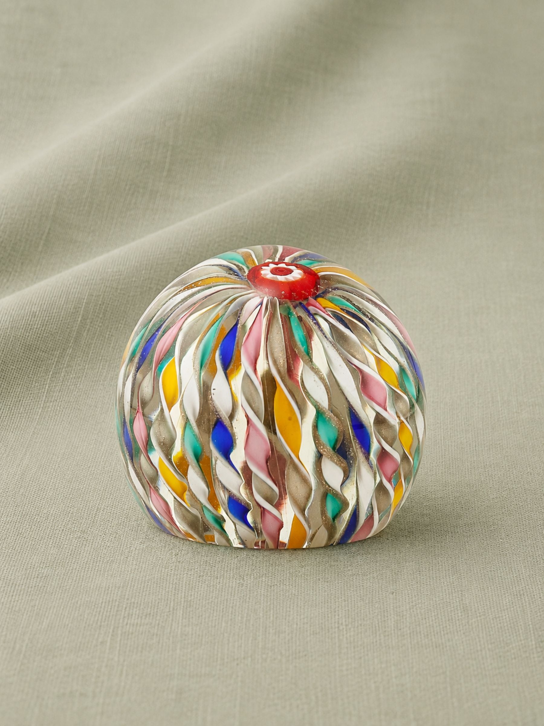 Vintage Fratelli Toso Murano Glass Paperweight Ribbon Twist Design