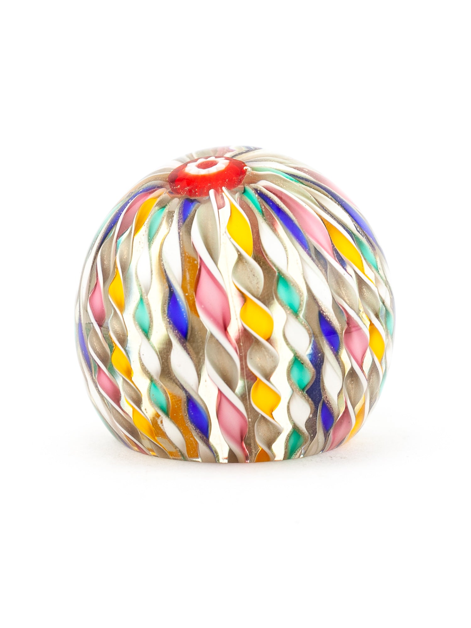 Vintage Fratelli Toso Murano Glass Paperweight Ribbon Twist Design
