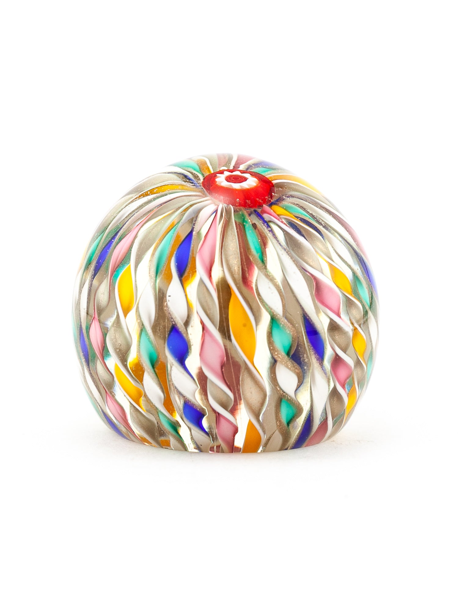 Vintage Fratelli Toso Murano Glass Paperweight Ribbon Twist Design