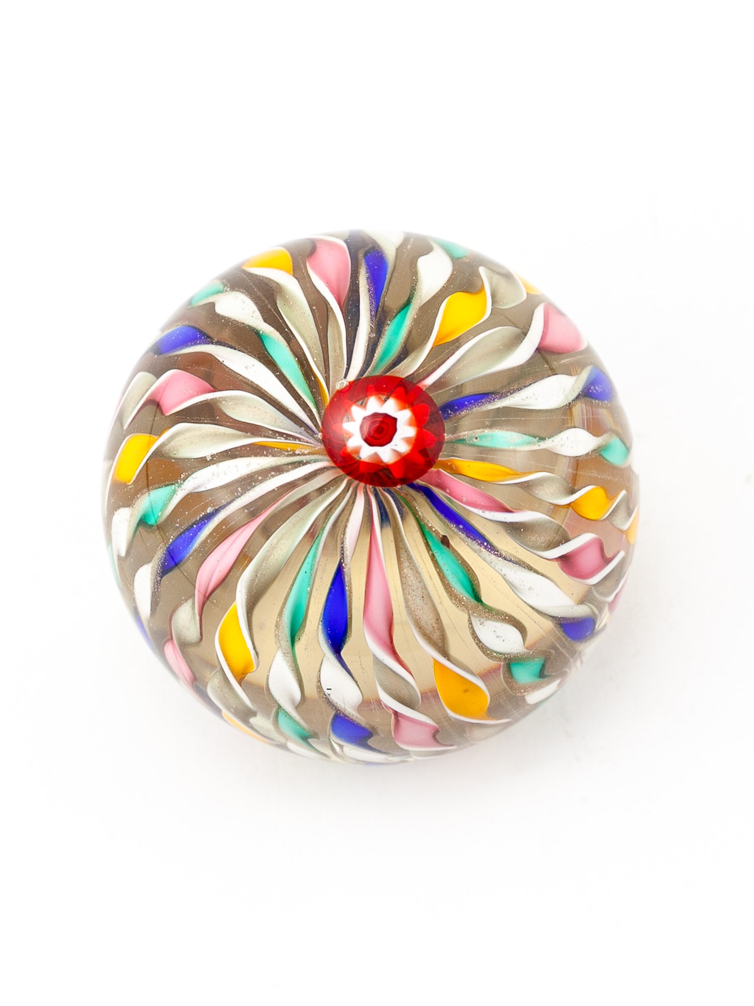 Vintage Fratelli Toso Murano Glass Paperweight Ribbon Twist Design