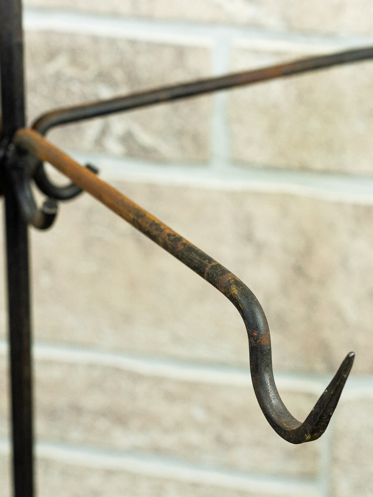 Antique 19th Century French Forged Iron Game / Meat Hanging Hook Rack. 2 Available
