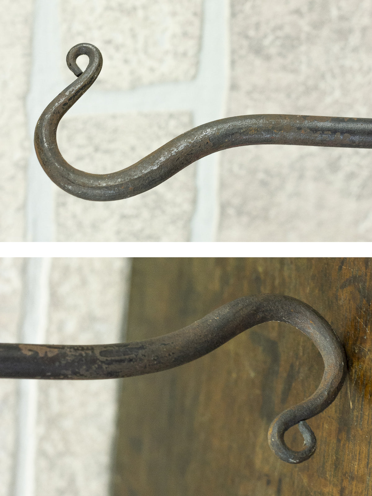 Antique 19th Century French Forged Iron Game / Meat Hanging Hook Rack. 2 Available
