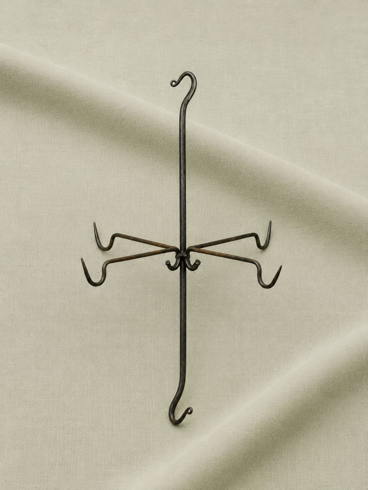 Antique 19th Century French Forged Iron Game / Meat Hanging Hook Rack. 2 Available