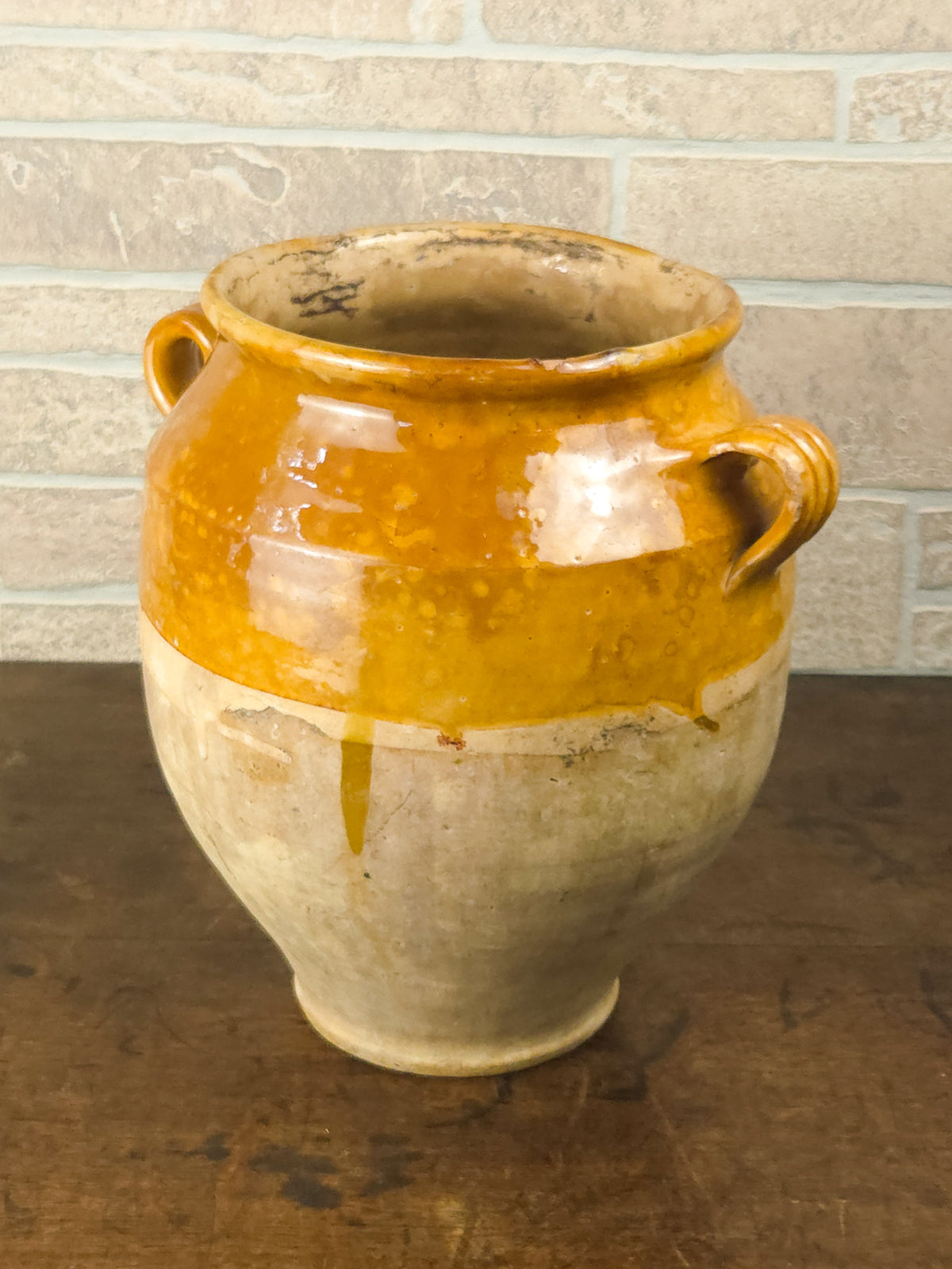 19th Century French Terracotta Confit Pot with Honey Glaze