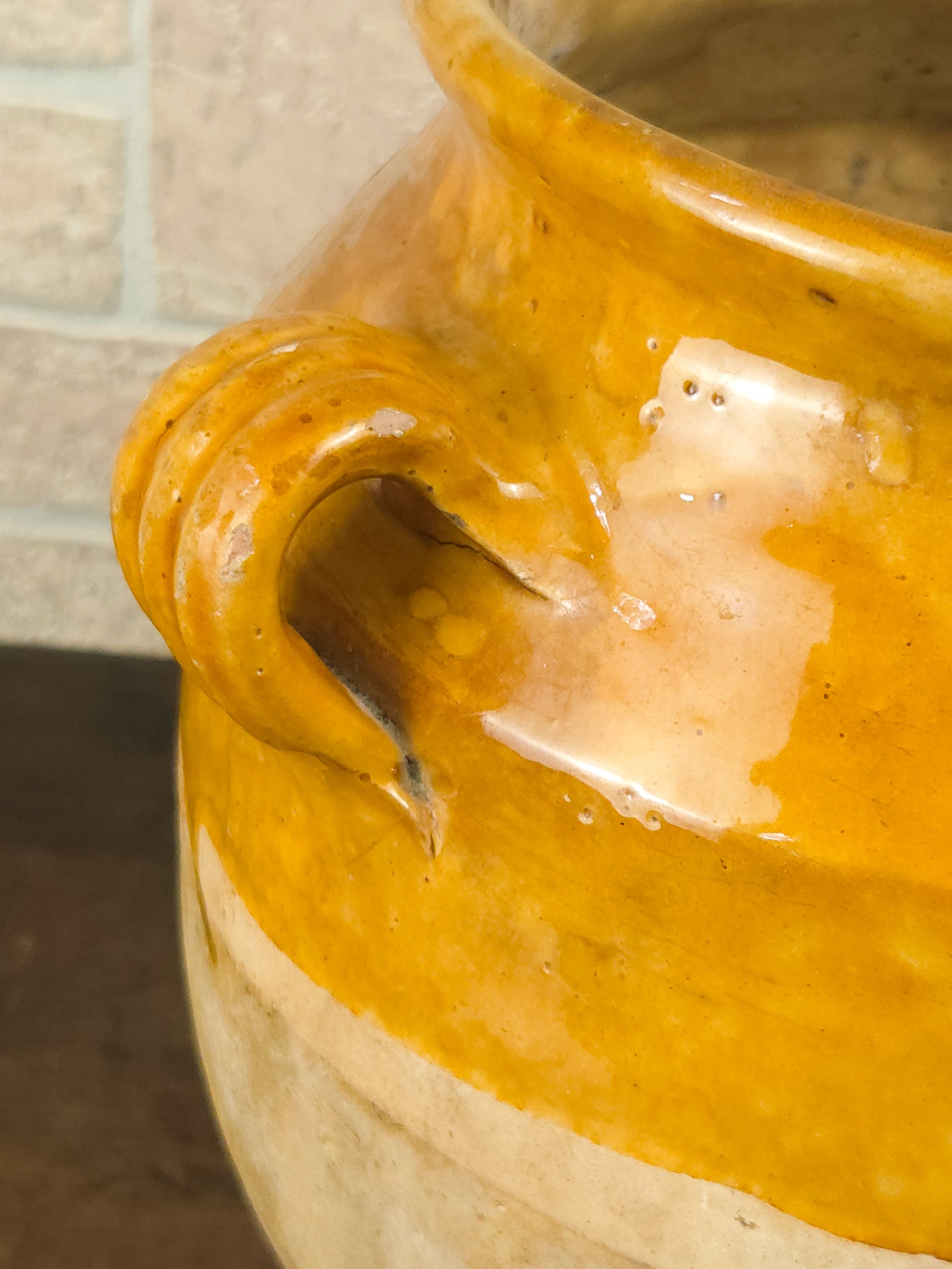 19th Century French Terracotta Confit Pot with Honey Glaze