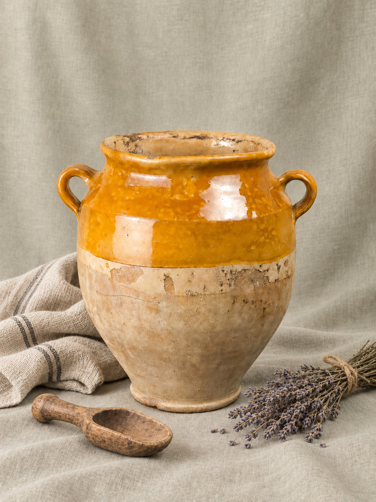 19th Century French Terracotta Confit Pot with Honey Glaze