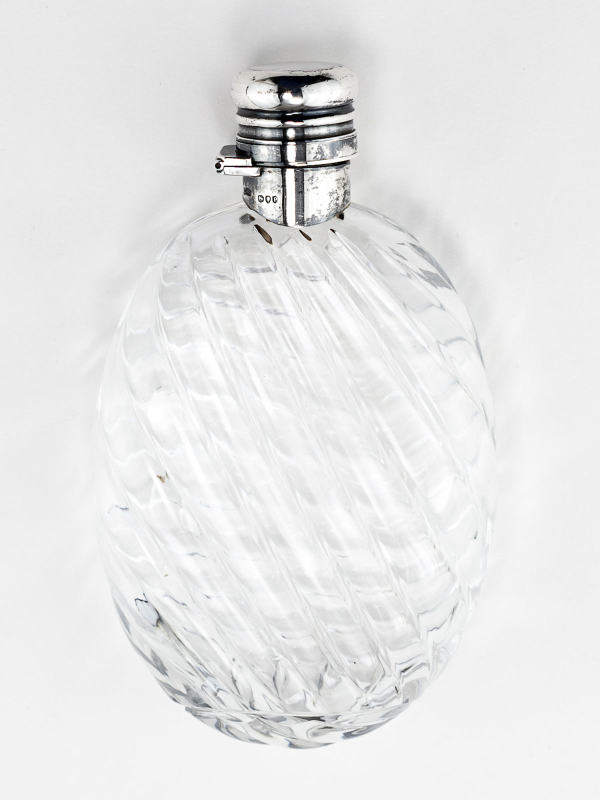 S. Mordan & Co. Sterling Silver &amp; Ribbed Glass Flask, 1890–1891