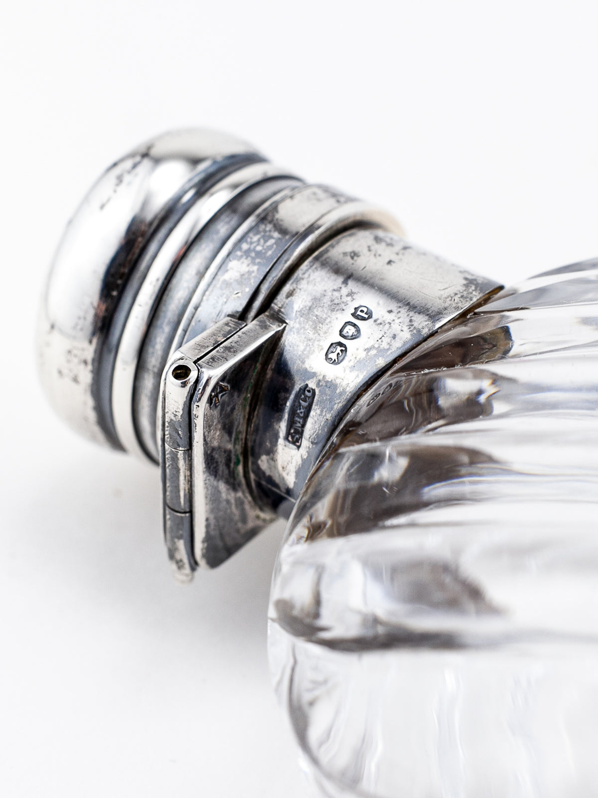 S. Mordan & Co. Sterling Silver &amp; Ribbed Glass Flask, 1890–1891