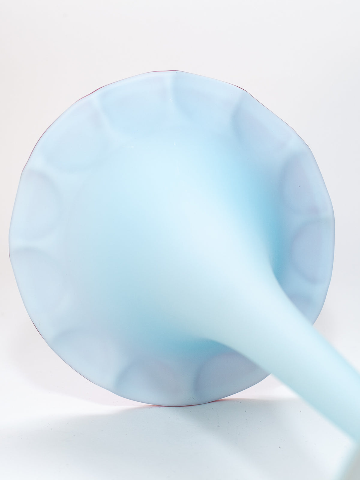 Antique Pairpoint Blue & Pink Satin Glass Trumpet Vase
