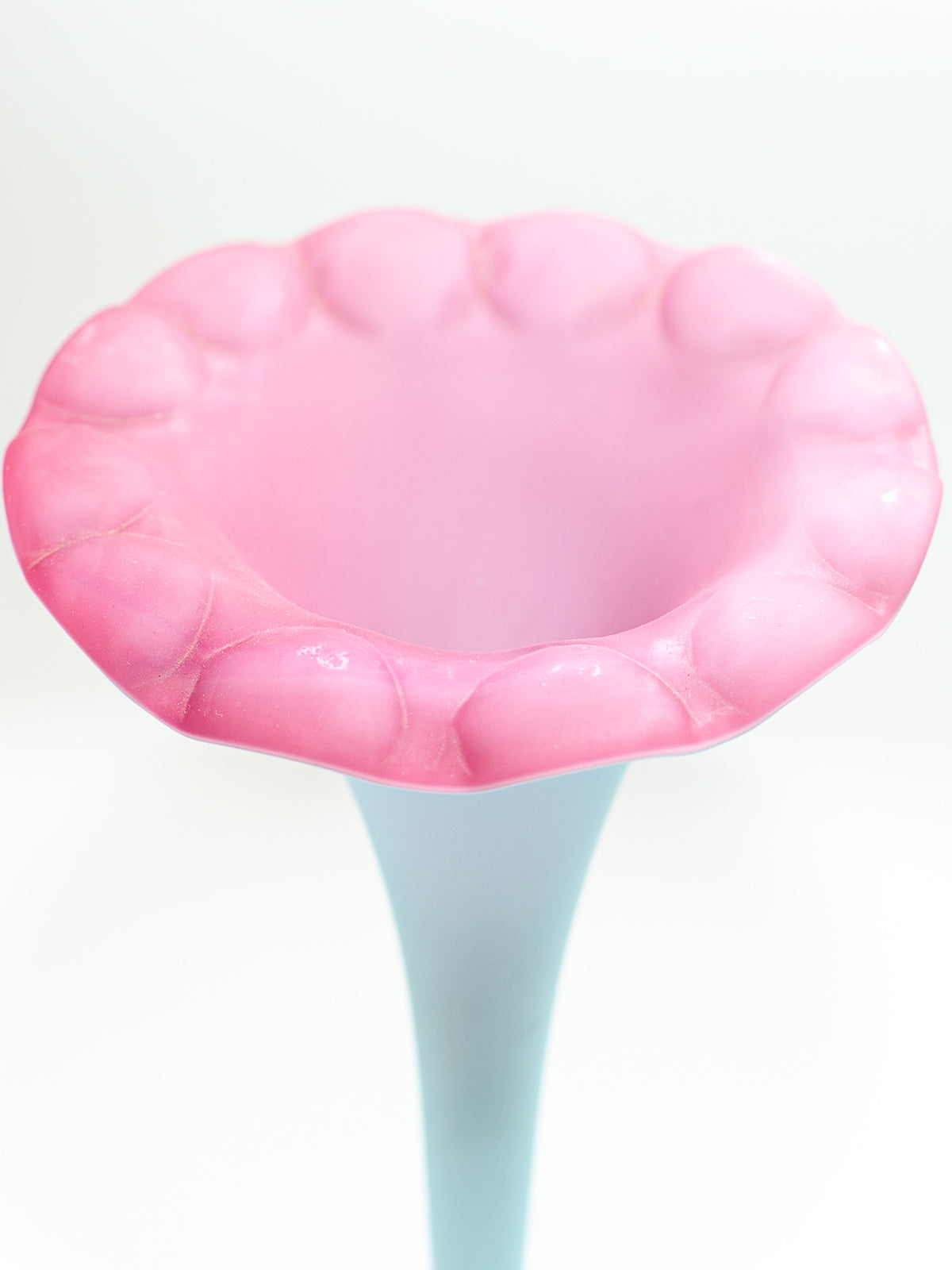 Antique Pairpoint Blue & Pink Satin Glass Trumpet Vase