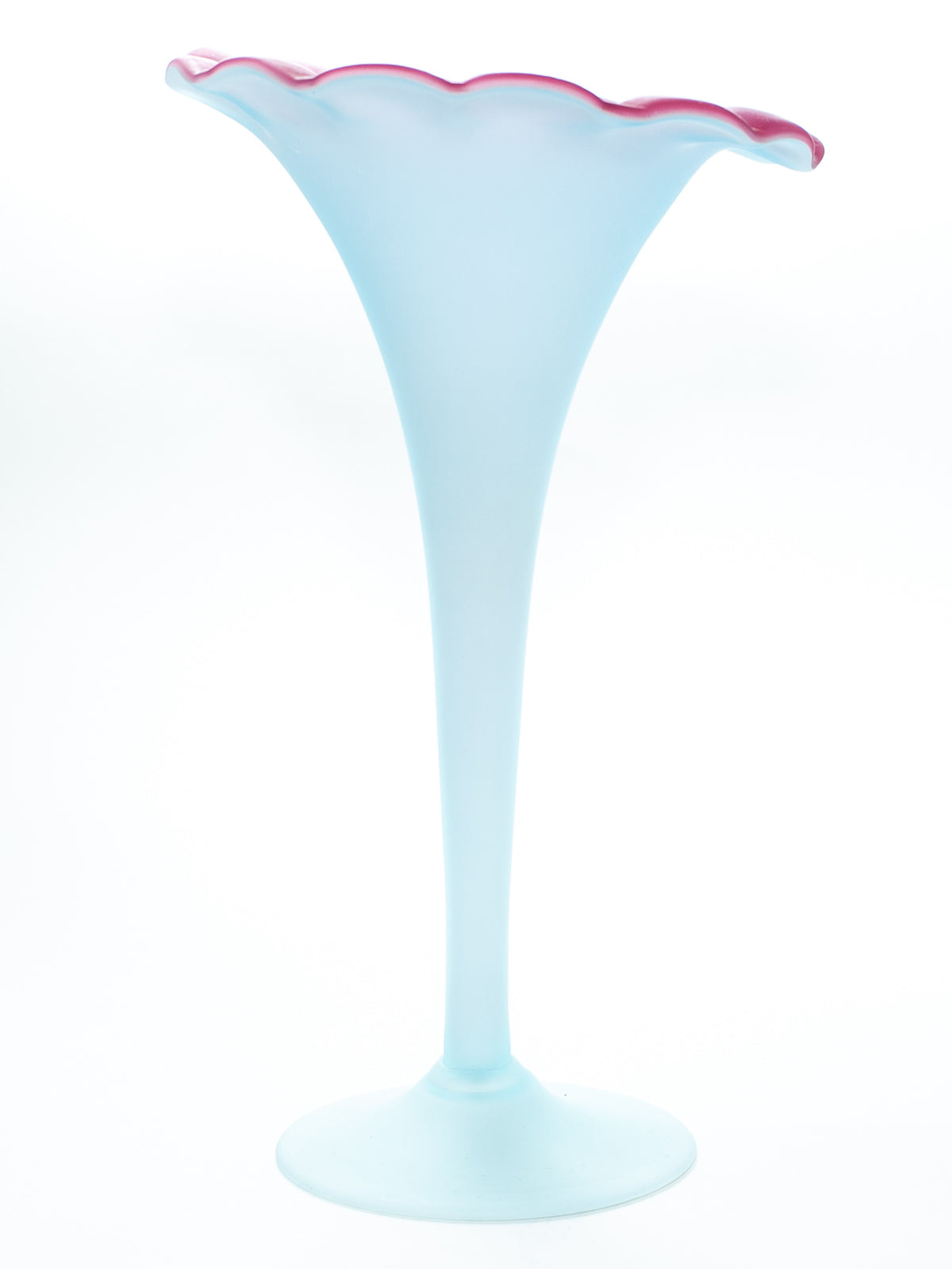 Antique Pairpoint Blue & Pink Satin Glass Trumpet Vase