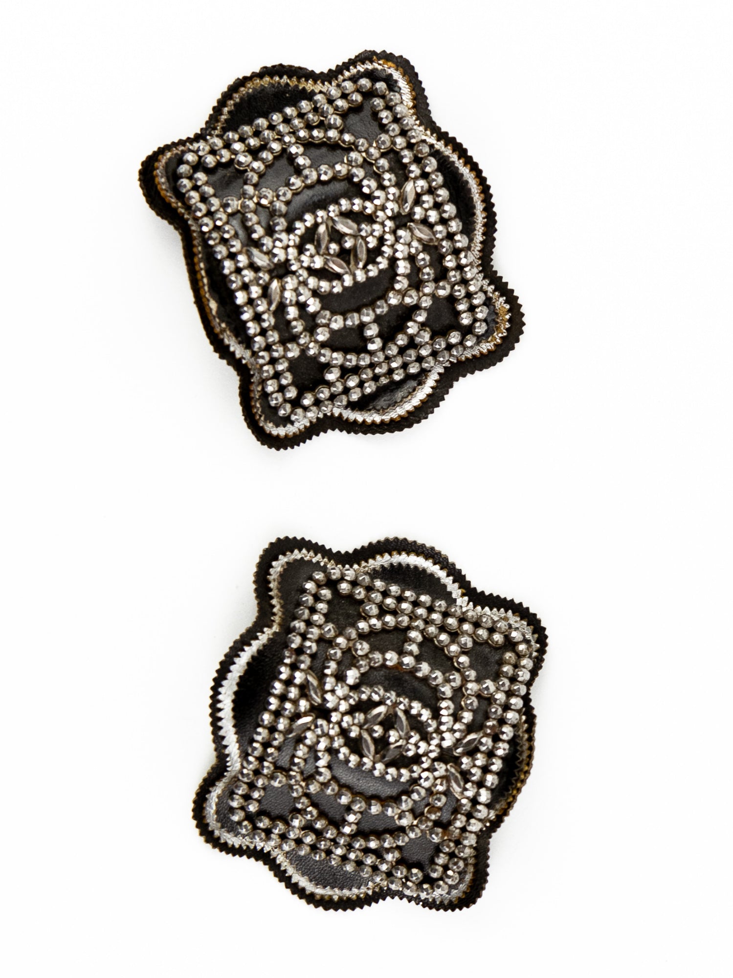 Holfast Cut Steel & Leather Shoe Clips, Circa 1900