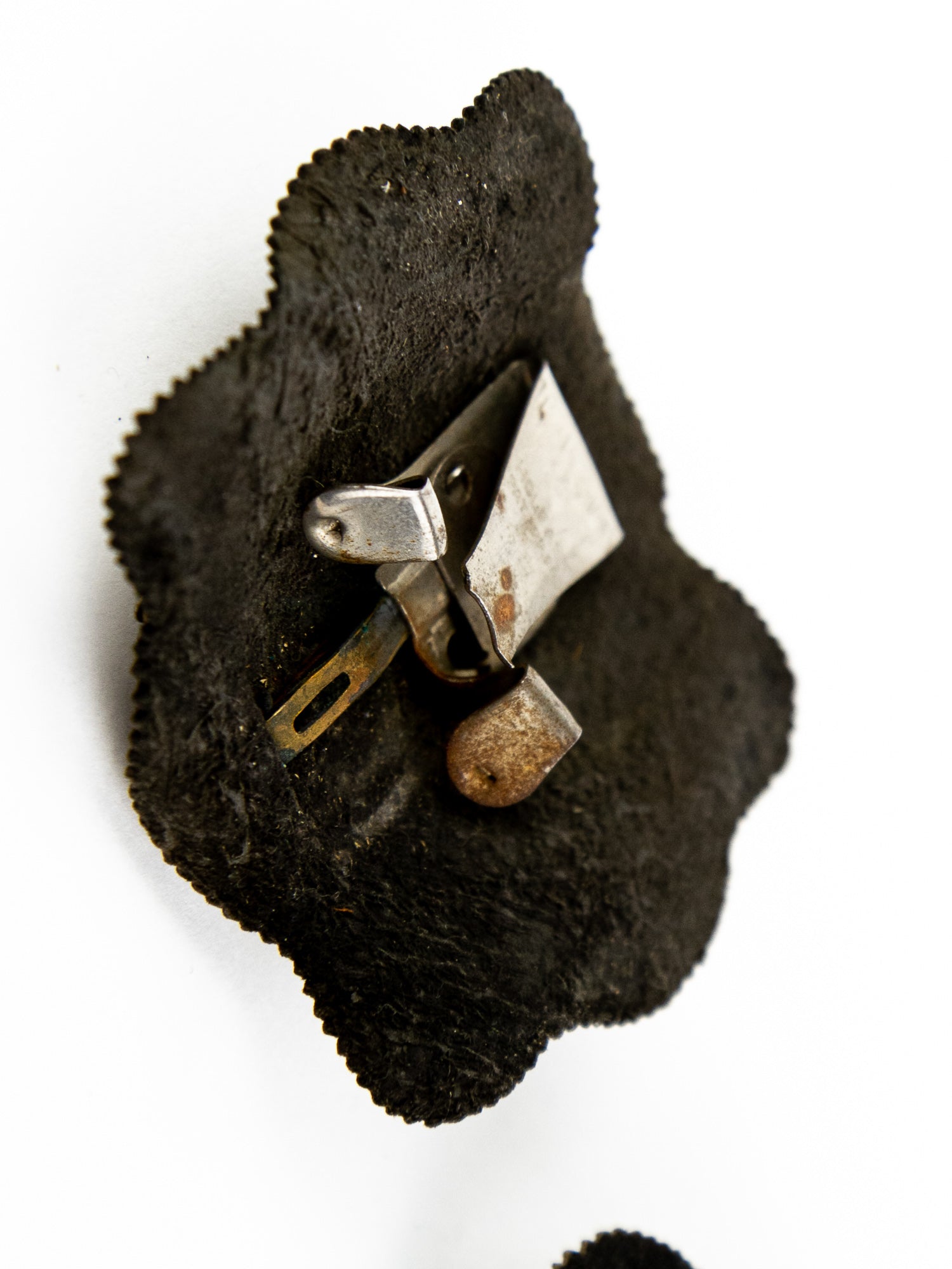 Holfast Cut Steel & Leather Shoe Clips, Circa 1900