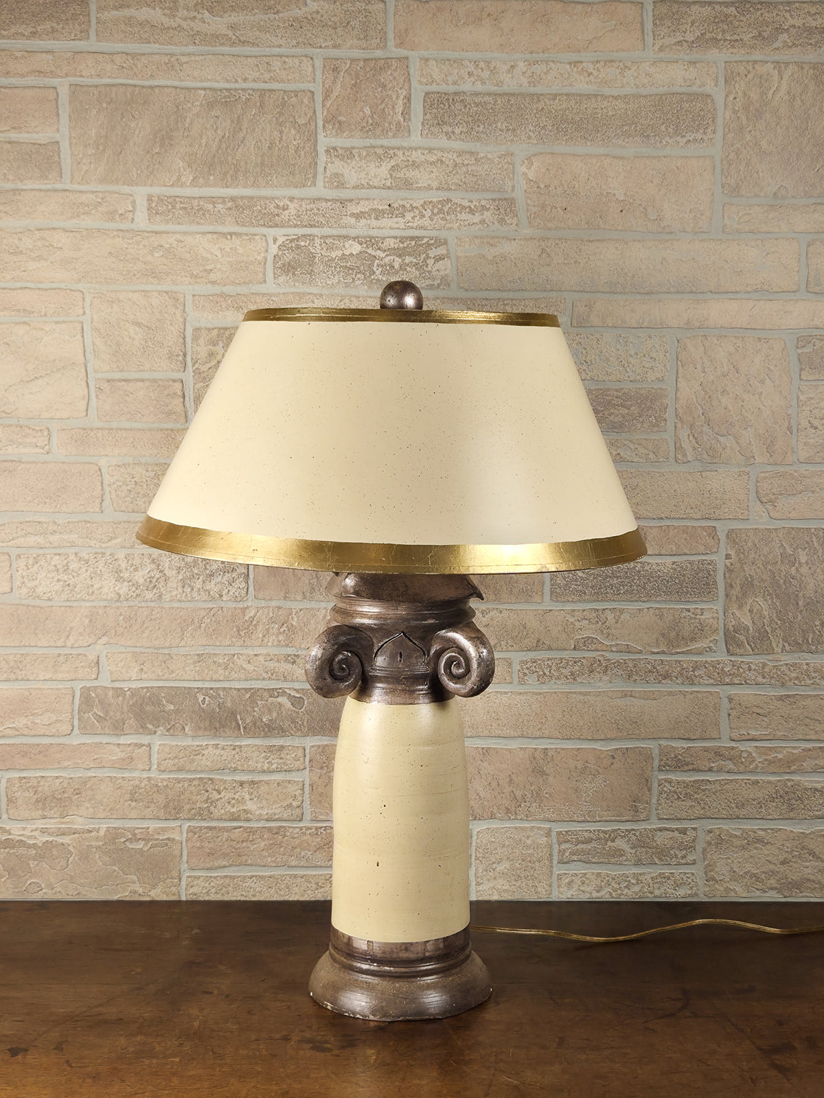 Vintage Burts Cason Hollywood Regency Table Lamp with Cherubs & Original Shade