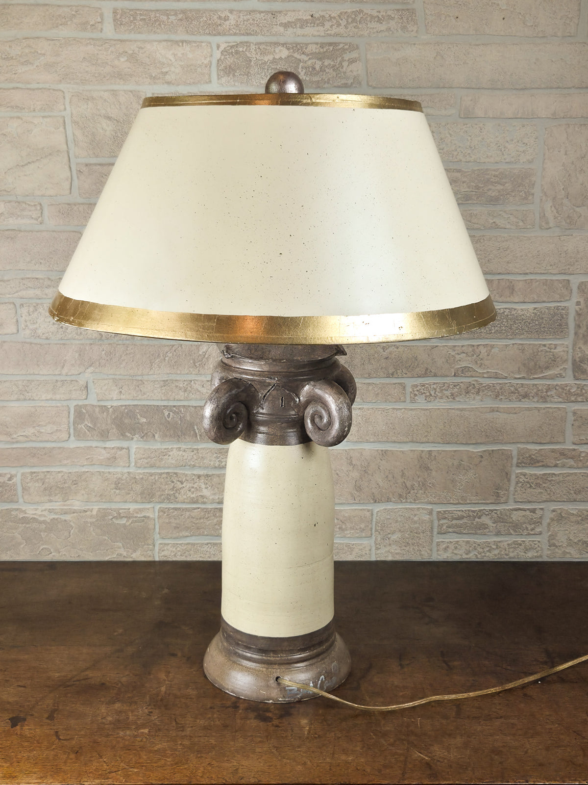 Vintage Burts Cason Hollywood Regency Table Lamp with Cherubs & Original Shade