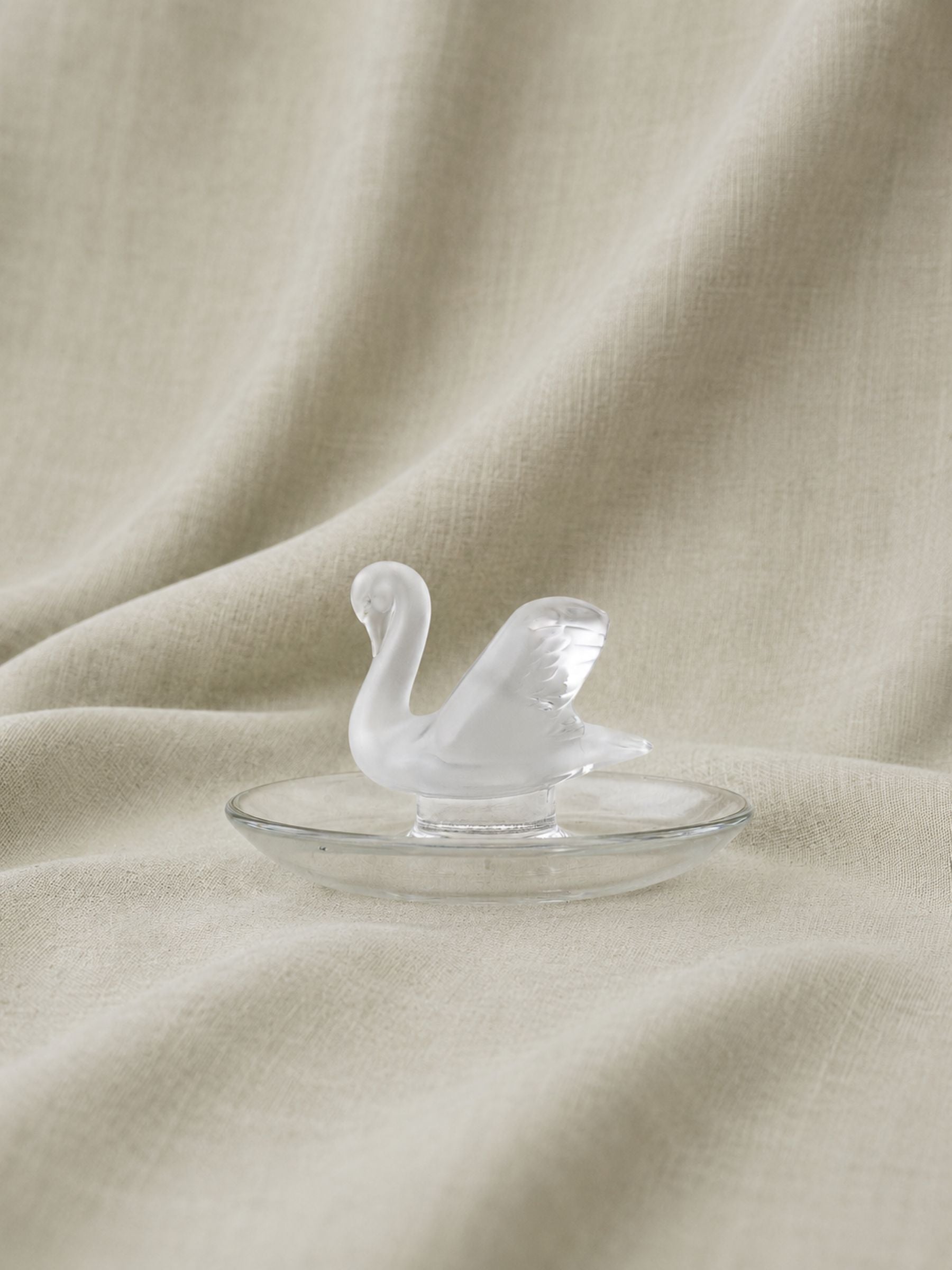 Lalique Crystal Swan Ring Holder