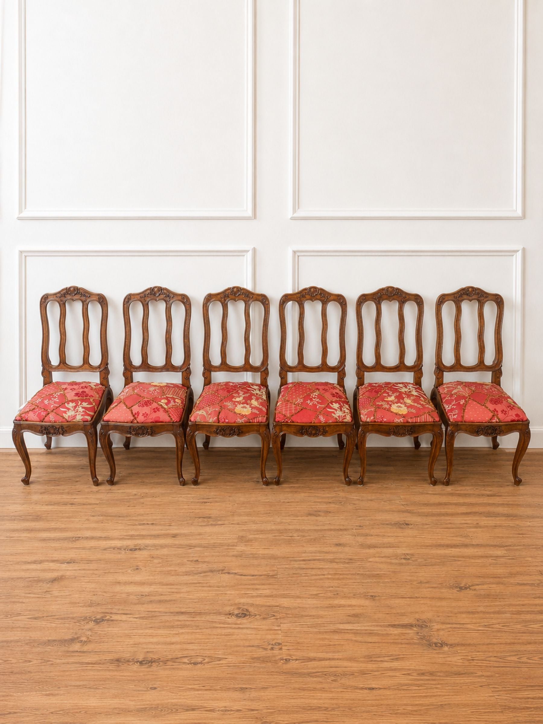 Late 19th Century Belgian Louis XV Style Carved Oak Dining Chairs, Set of Six