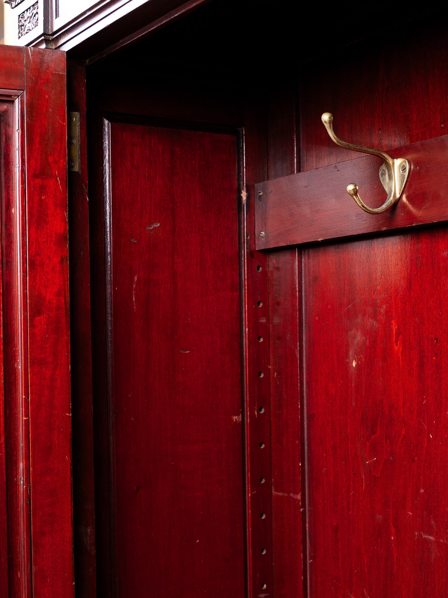 Antique Carved Mahogany Coat Closet Cupboard