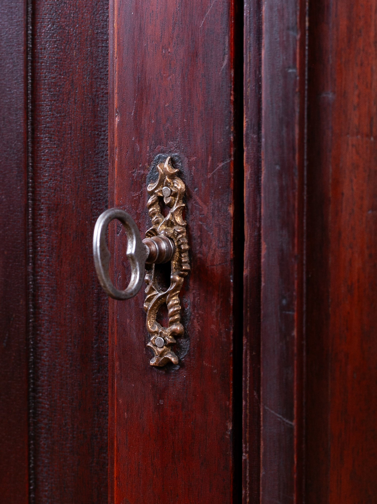 Antique Carved Mahogany Coat Closet Cupboard