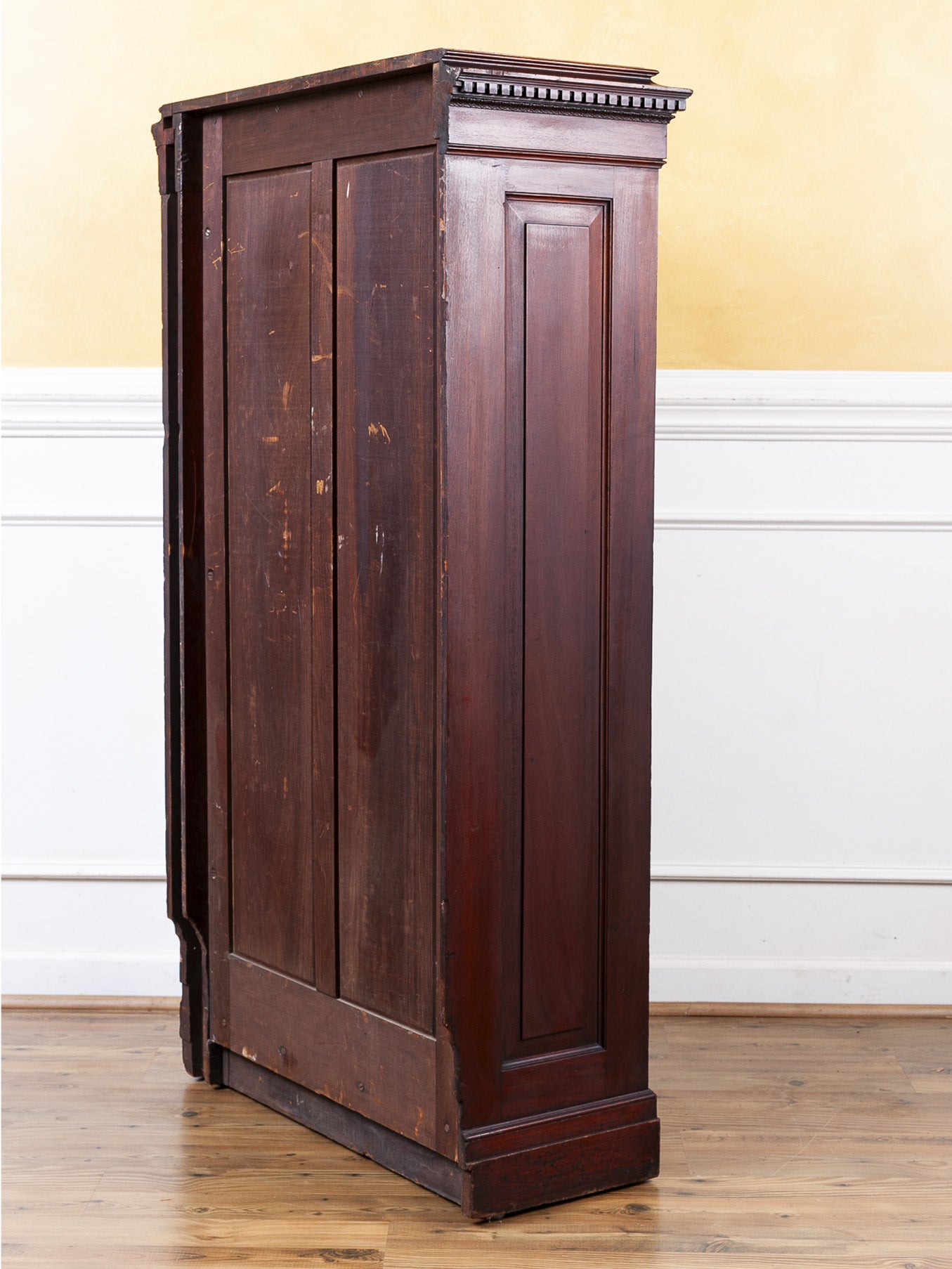 Antique Carved Mahogany Coat Closet Cupboard