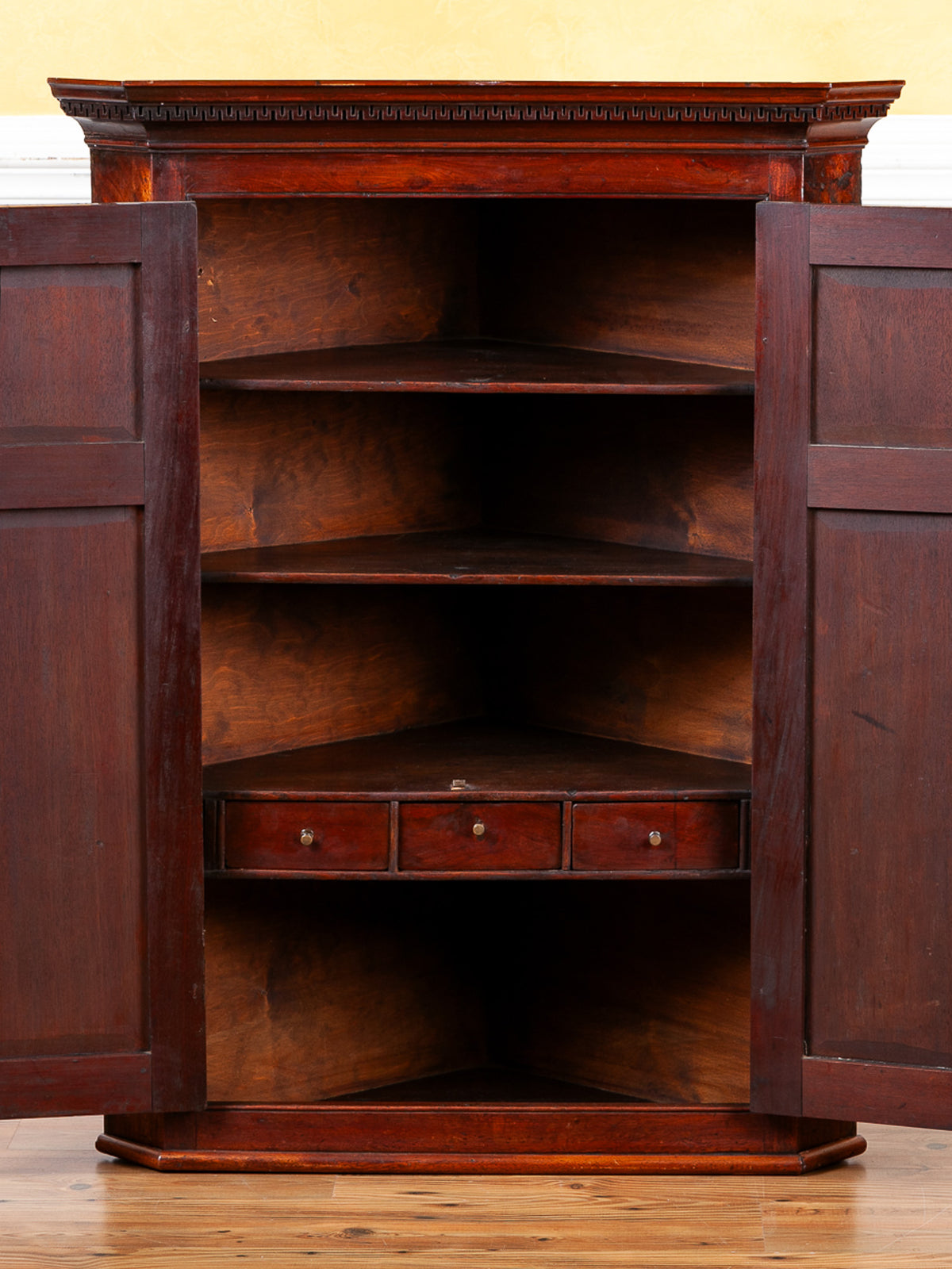 18th Century English Mahogany Hanging Corner Cabinet