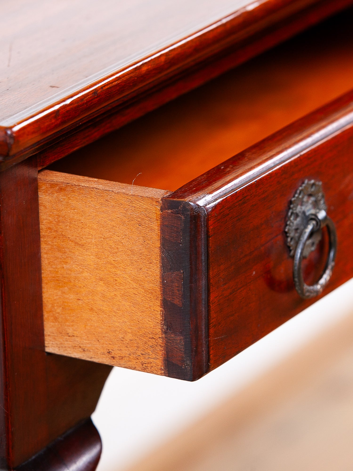 Vintage Queen Anne Style Mahogany Tray-Top Side Table by Abraham & Straus