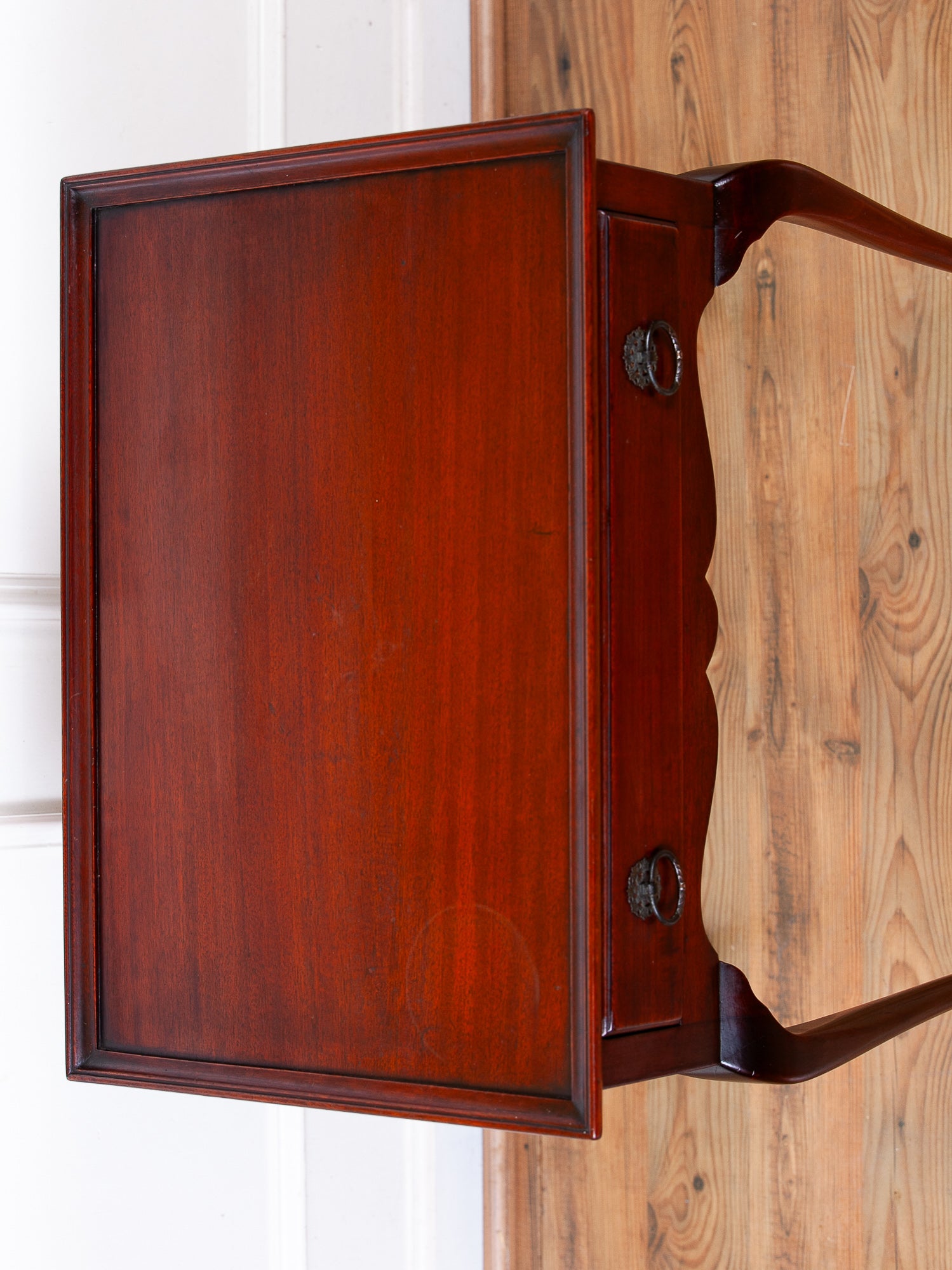 Vintage Queen Anne Style Mahogany Tray-Top Side Table by Abraham & Straus