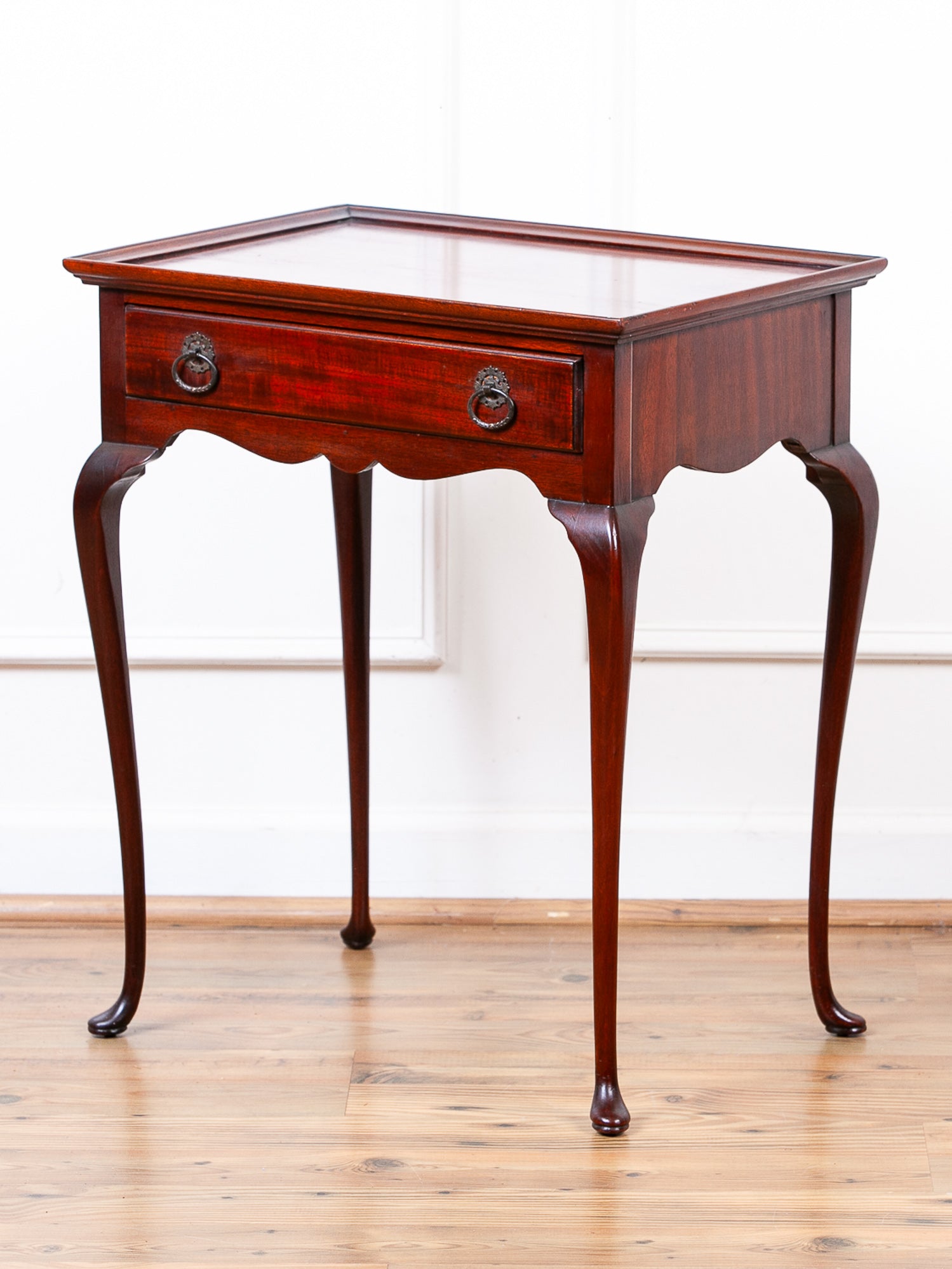 Vintage Queen Anne Style Mahogany Tray-Top Side Table by Abraham & Straus