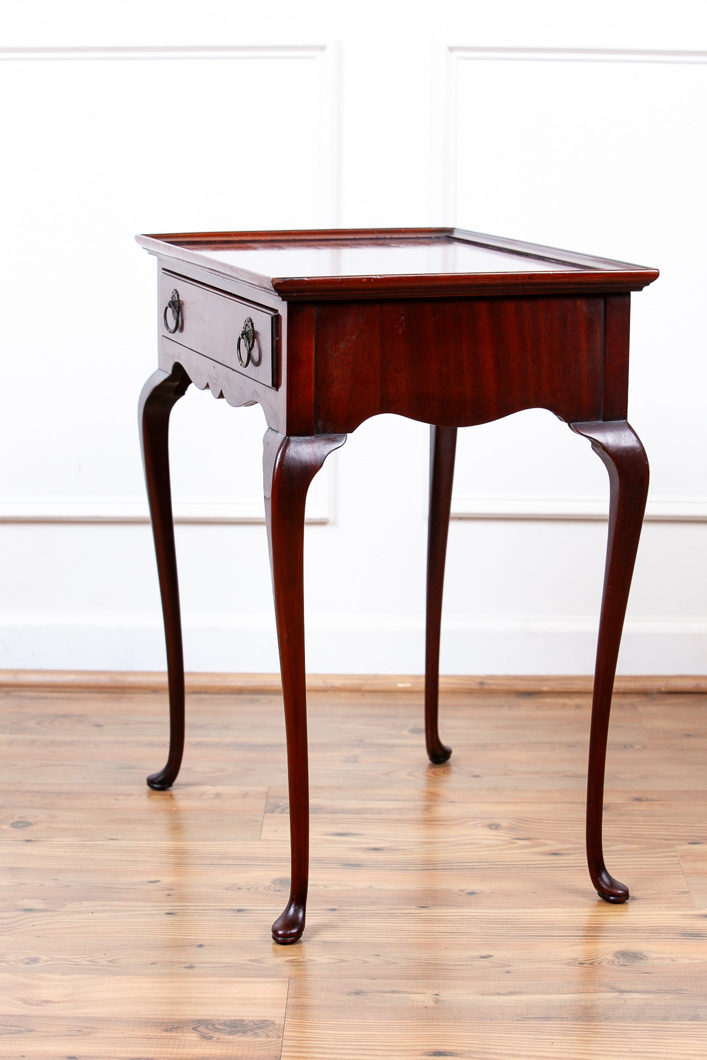 Vintage Queen Anne Style Mahogany Tray-Top Side Table by Abraham & Straus