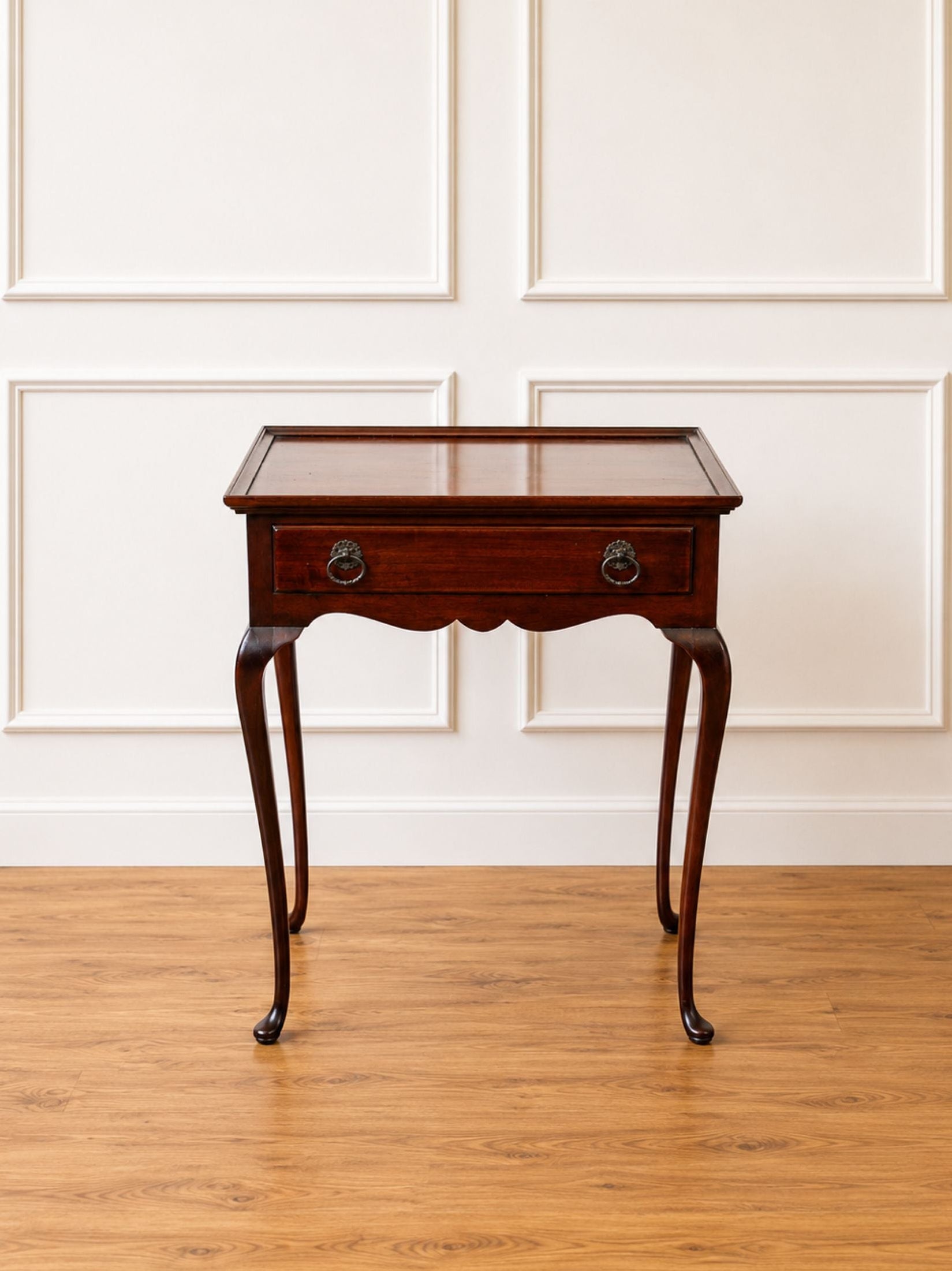 Vintage Queen Anne Style Mahogany Tray-Top Side Table by Abraham & Straus