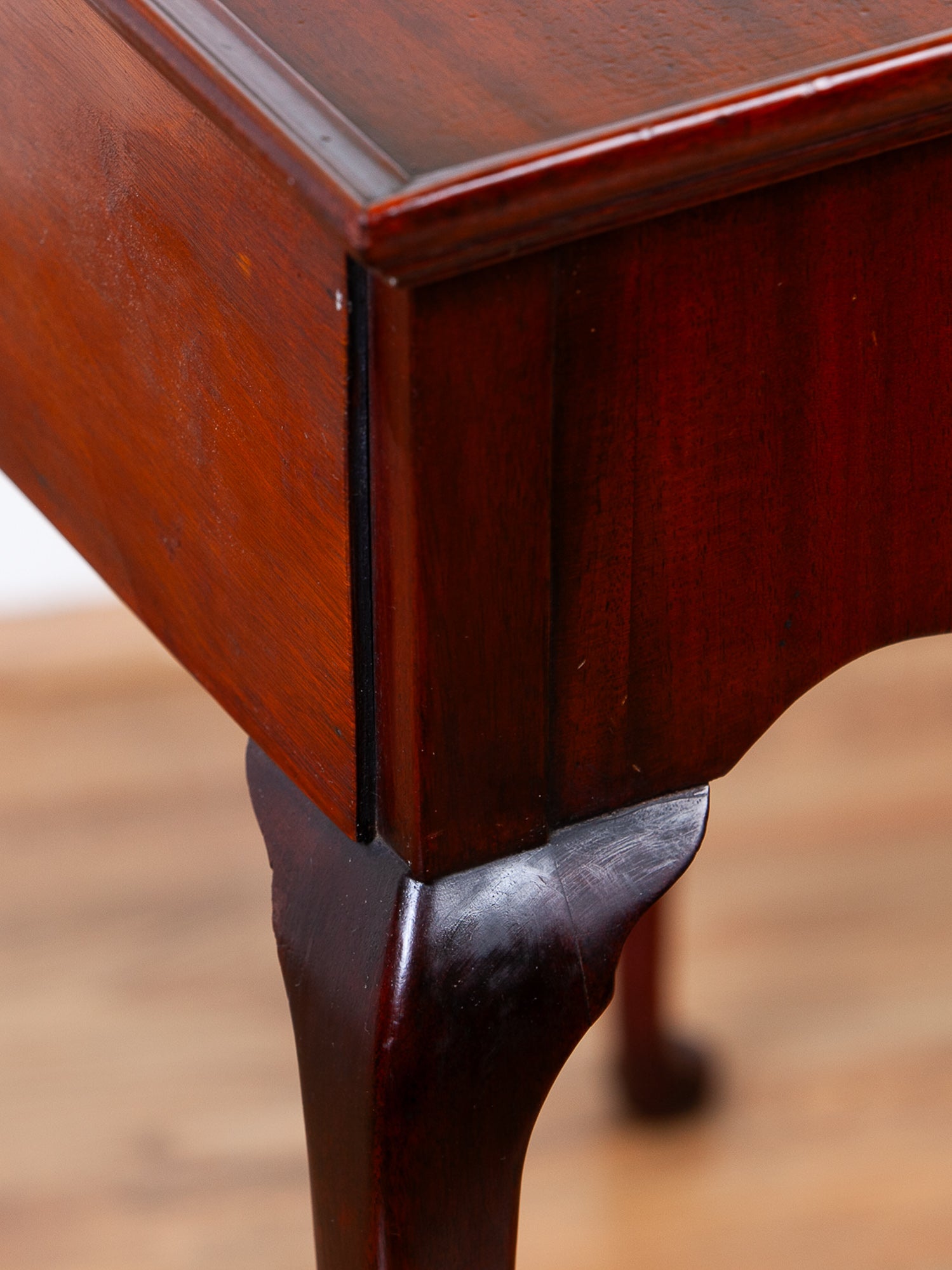 Vintage Queen Anne Style Mahogany Tray-Top Side Table by Abraham & Straus
