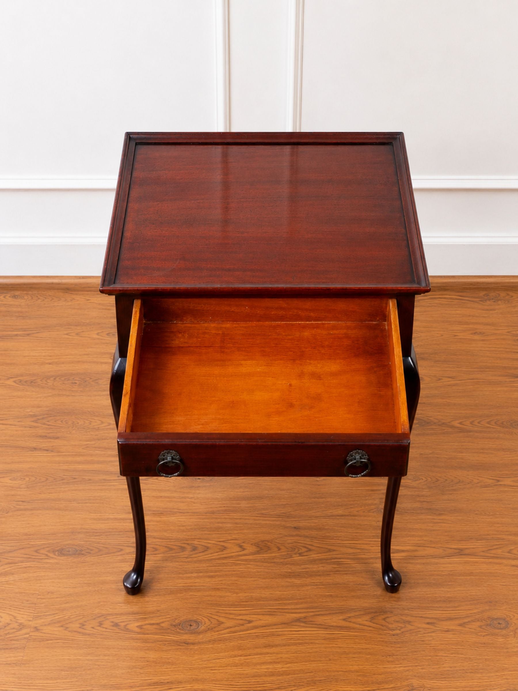 Vintage Queen Anne Style Mahogany Tray-Top Side Table by Abraham & Straus