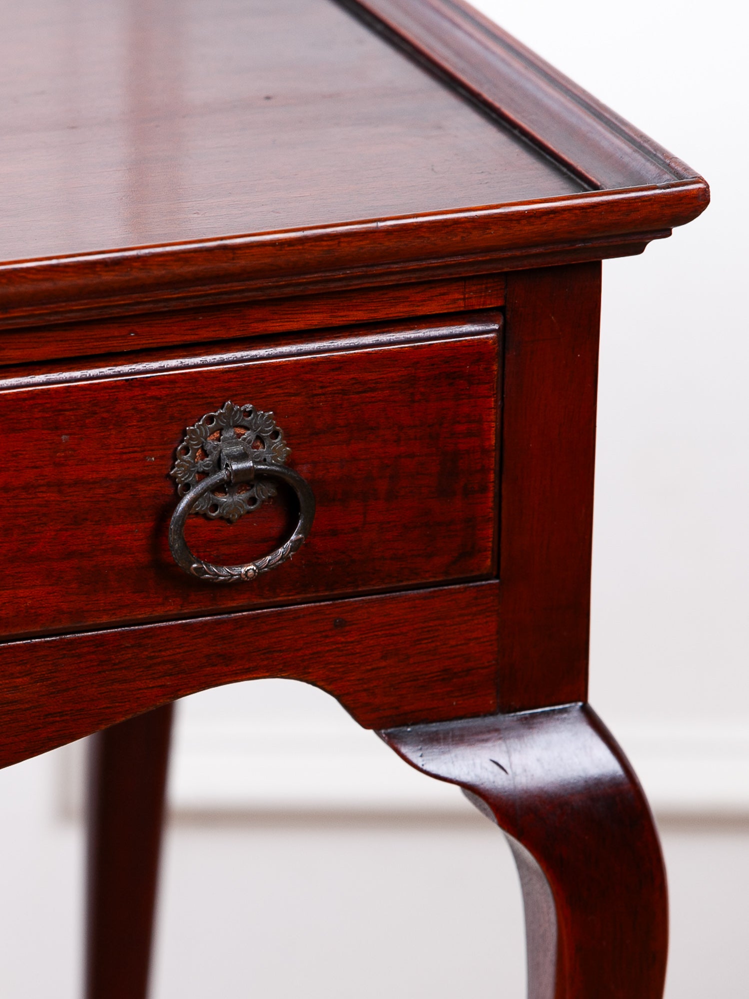 Vintage Queen Anne Style Mahogany Tray-Top Side Table by Abraham & Straus