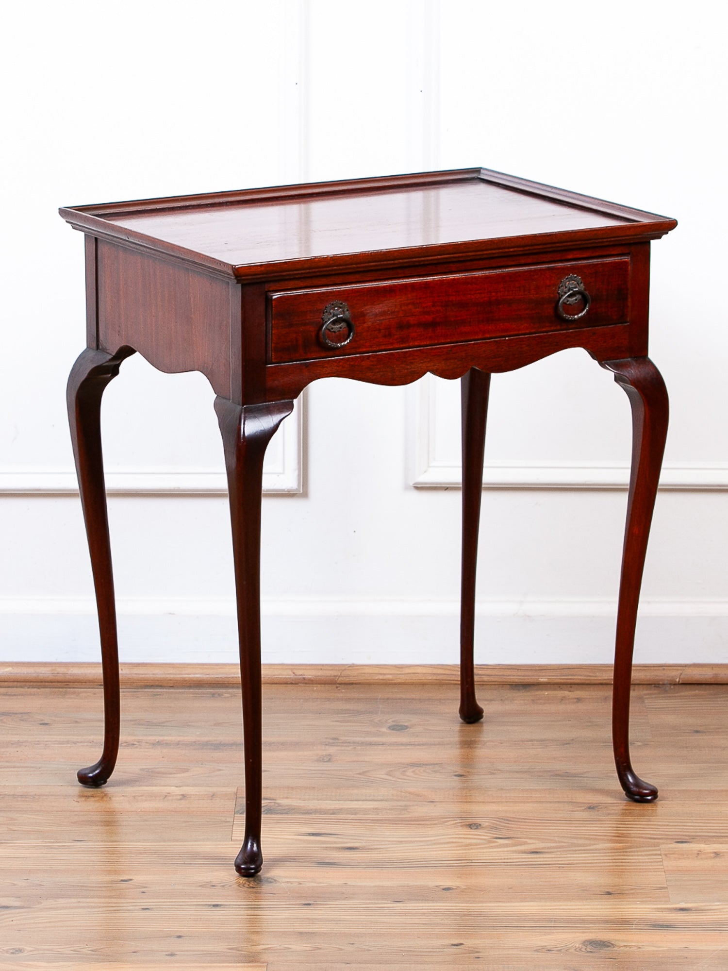 Vintage Queen Anne Style Mahogany Tray-Top Side Table by Abraham & Straus