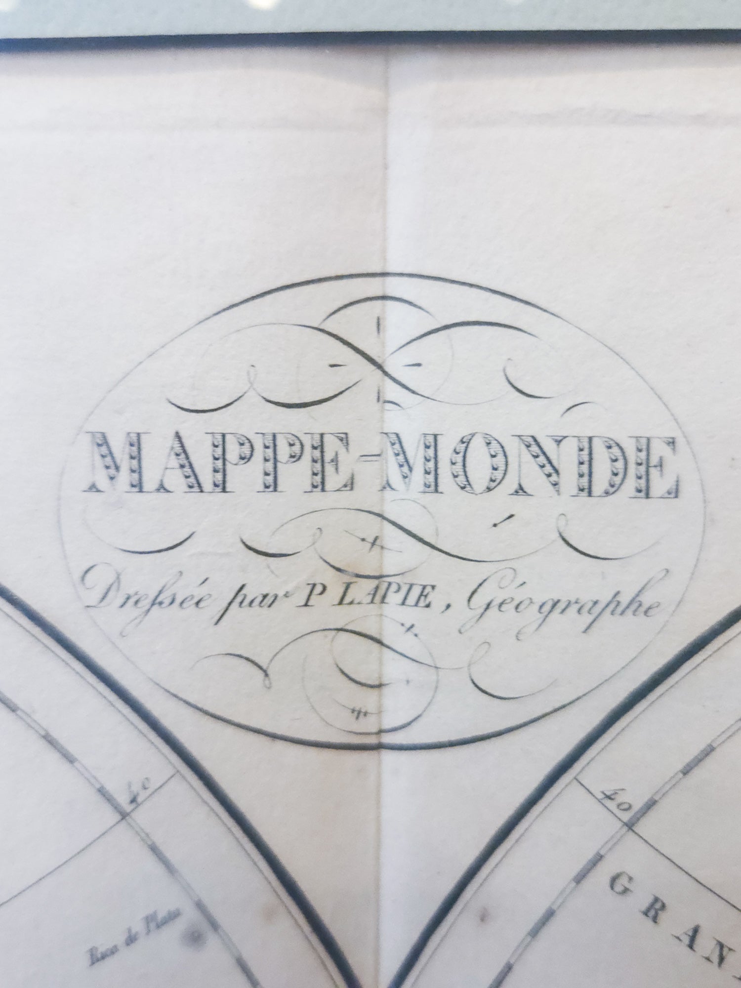 Antique Hand-Colored World Map by Pierre Lapie, 1816