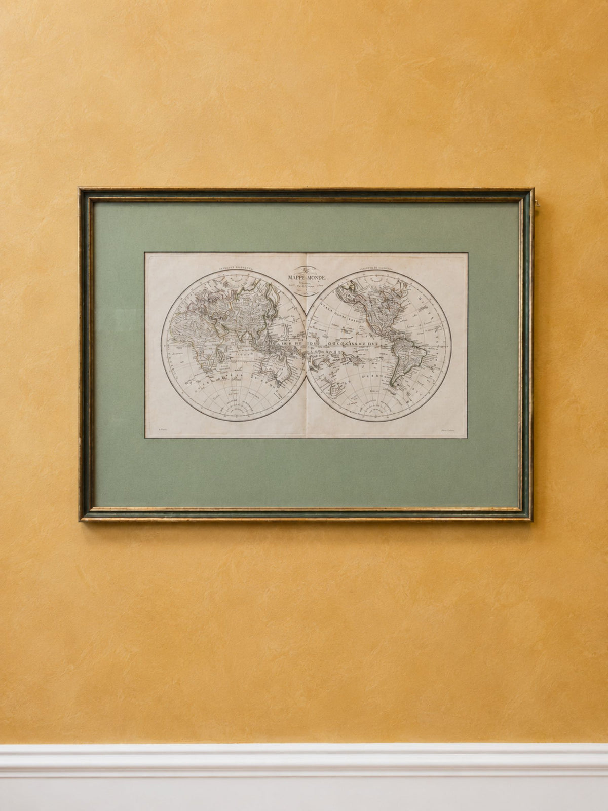 Antique Hand-Colored World Map by Pierre Lapie, 1816
