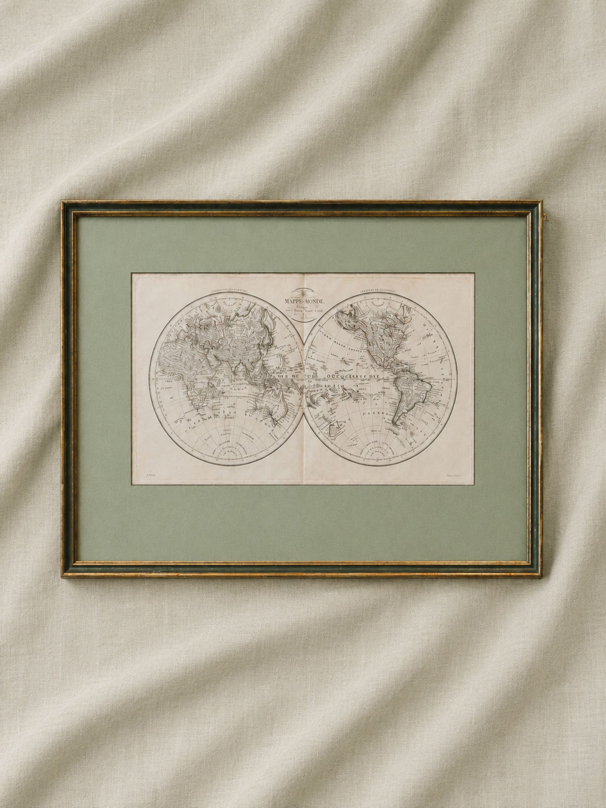 Antique Hand-Colored World Map by Pierre Lapie, 1816