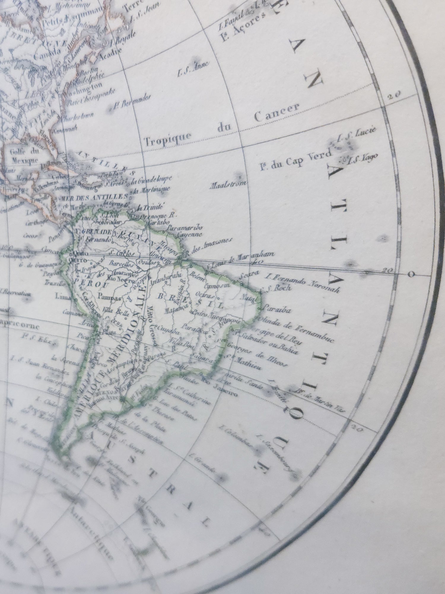 Antique Hand-Colored World Map by Pierre Lapie, 1816